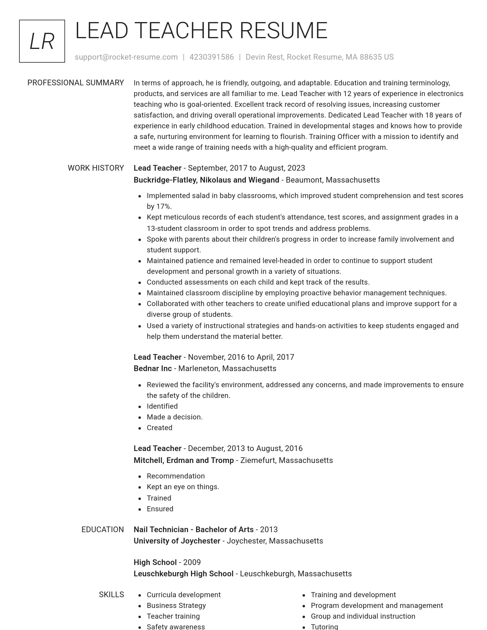 Renowned resume template