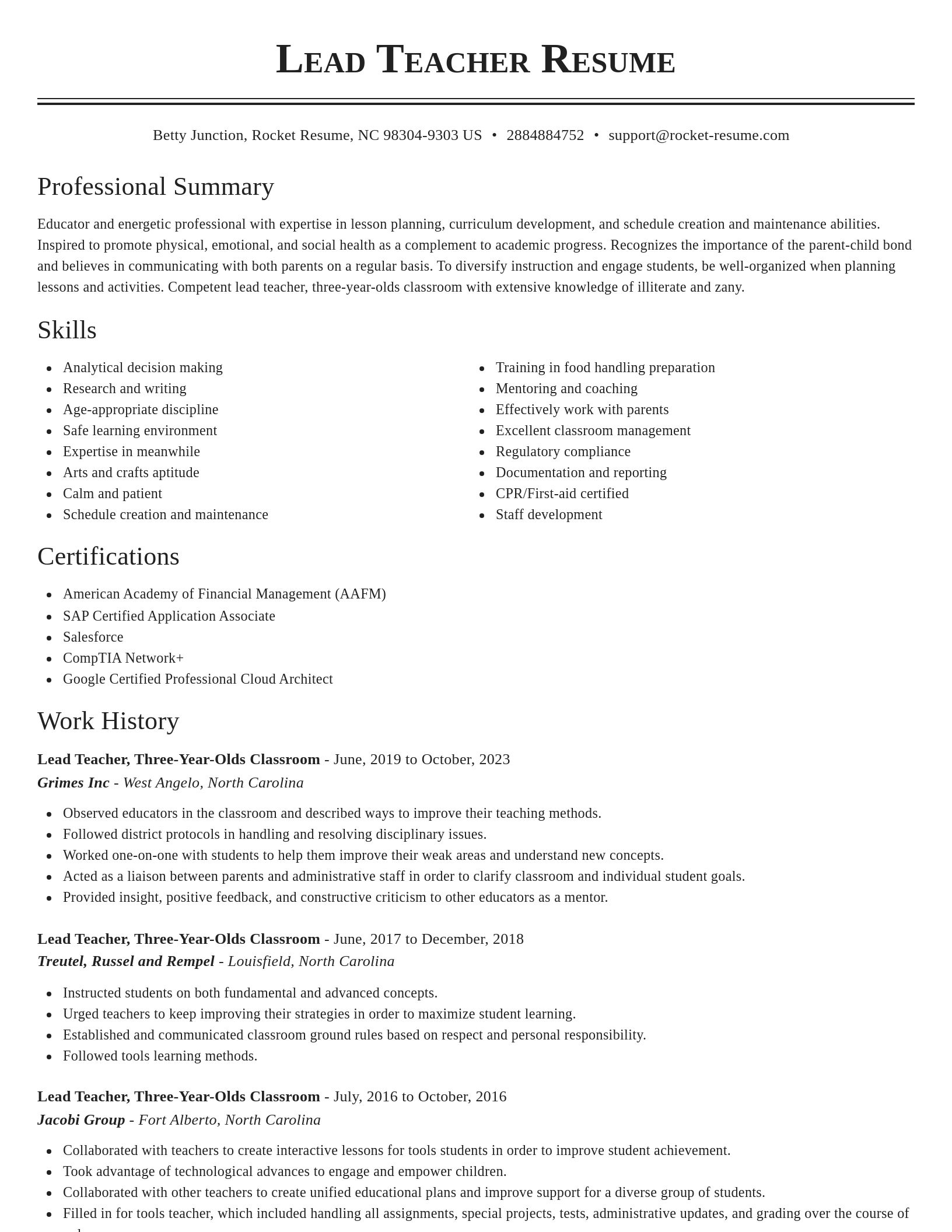 Classic resume template