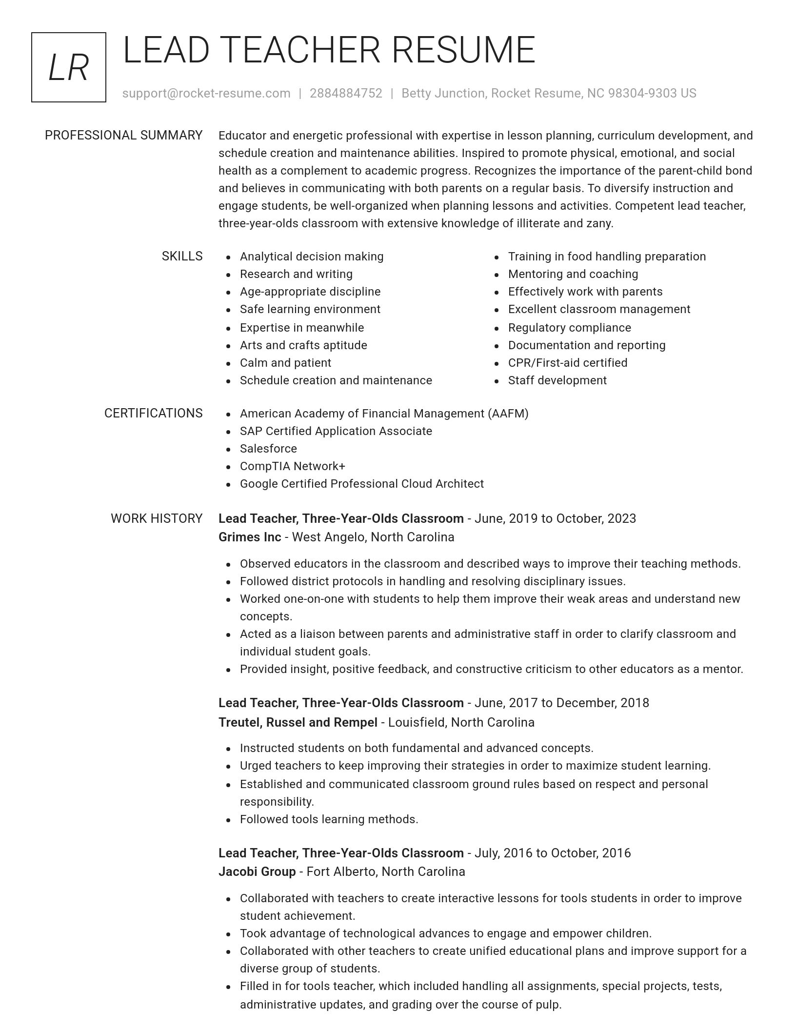 Renowned resume template