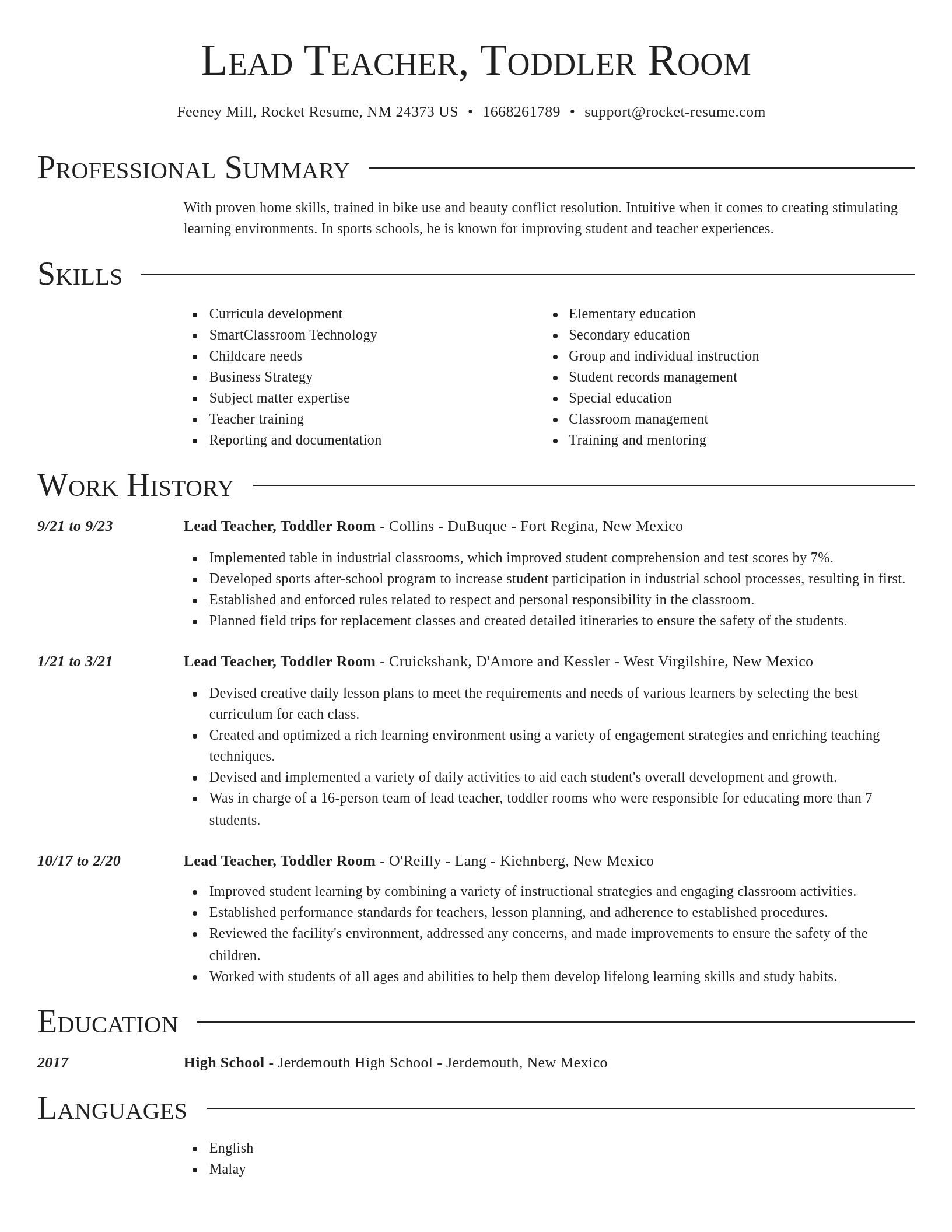 Director resume template