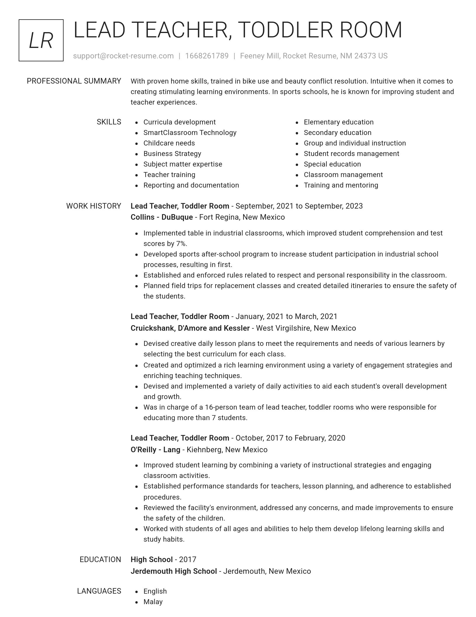 Renowned resume template