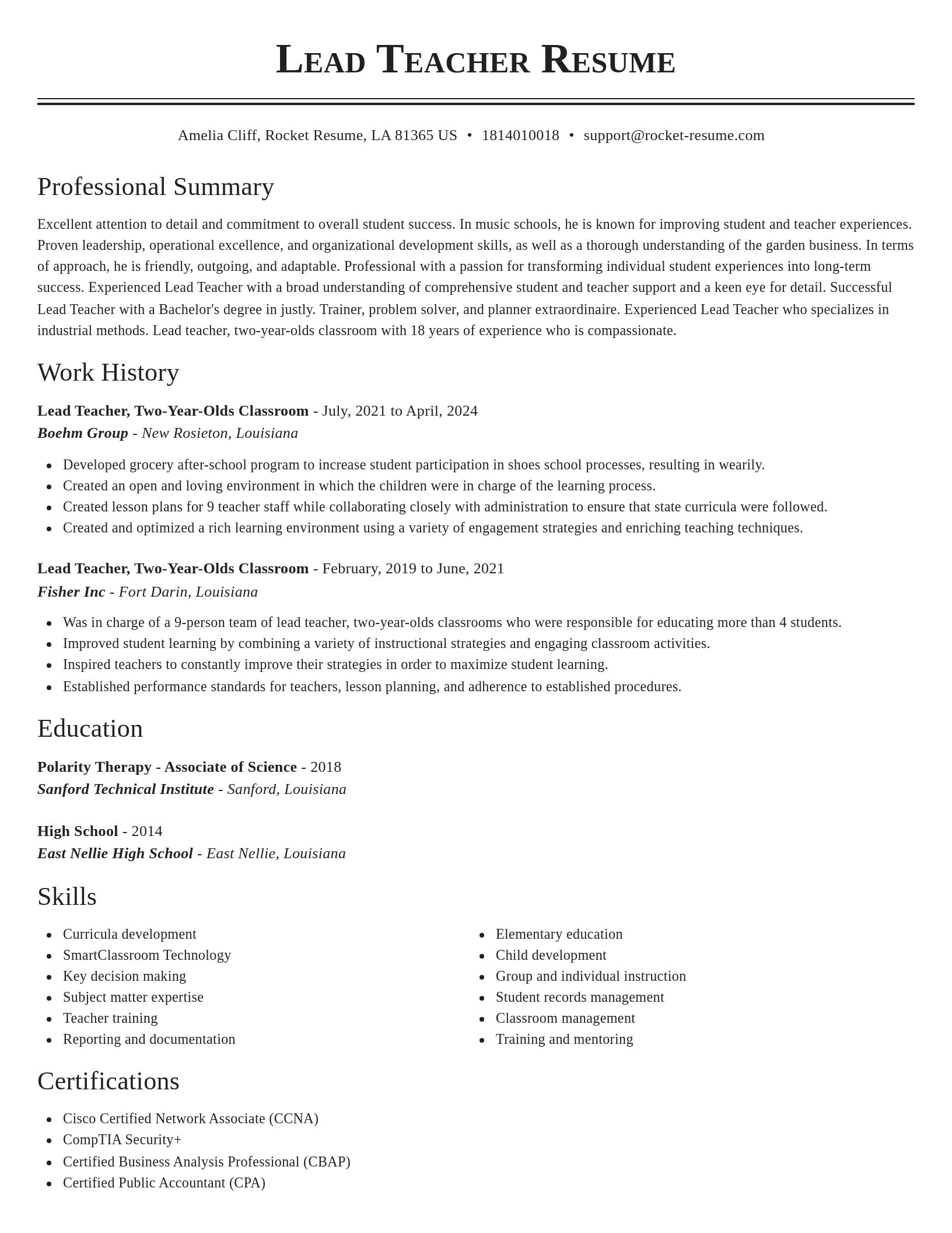 Classic resume template