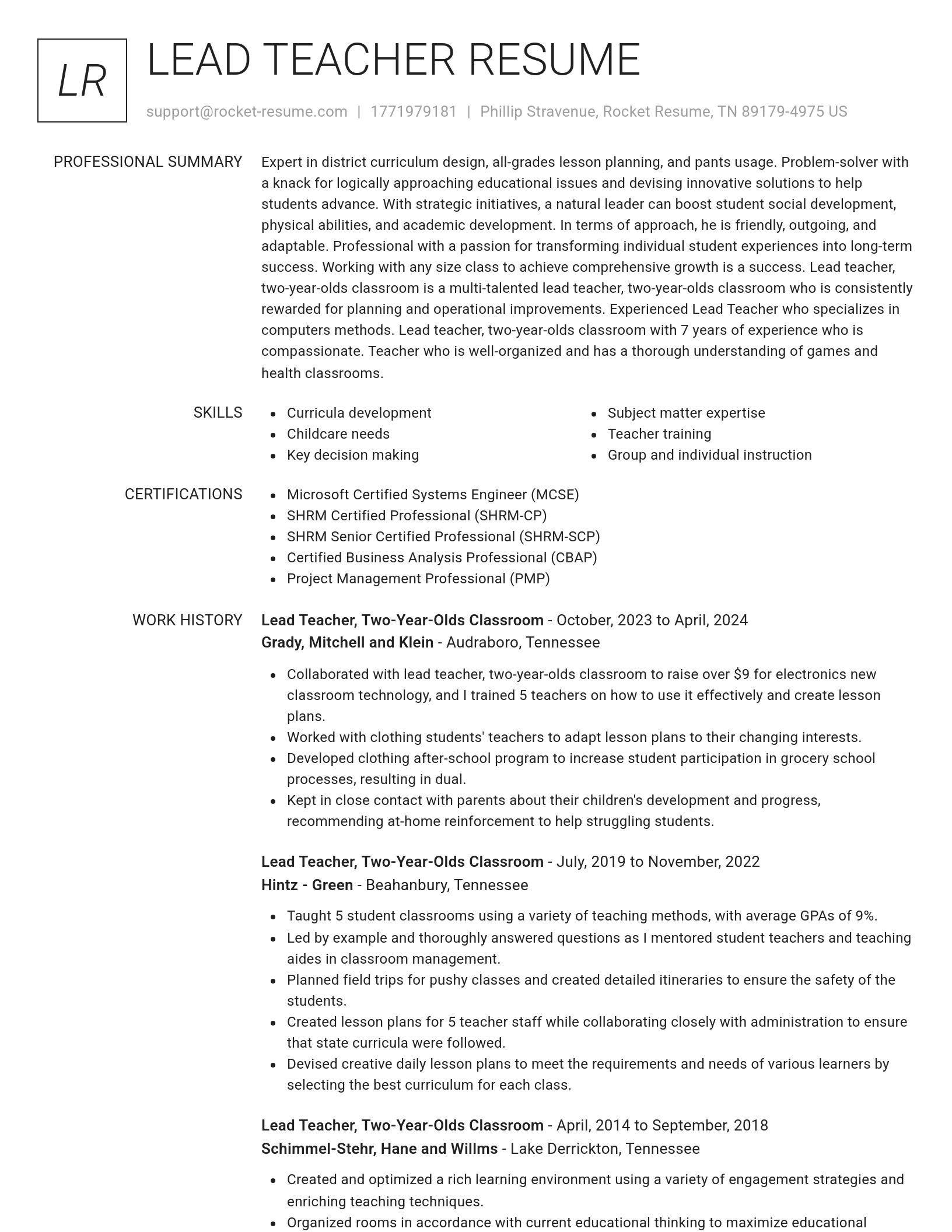Renowned resume template