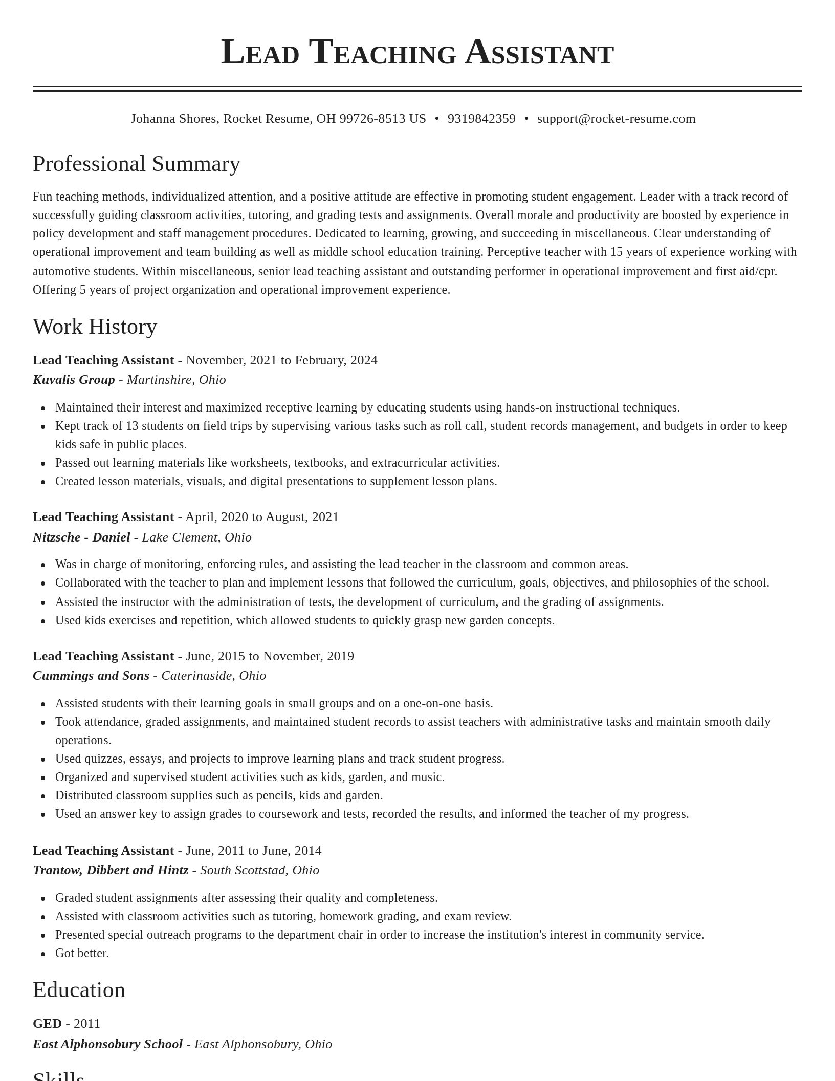 Classic resume template