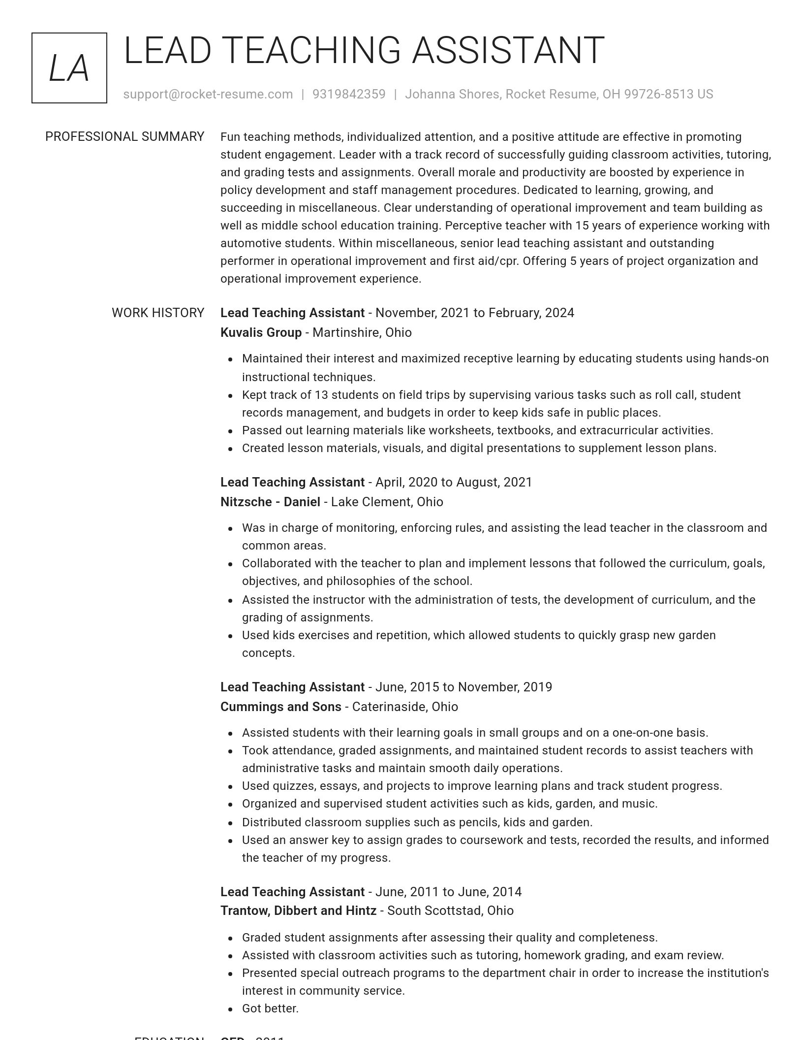 Renowned resume template