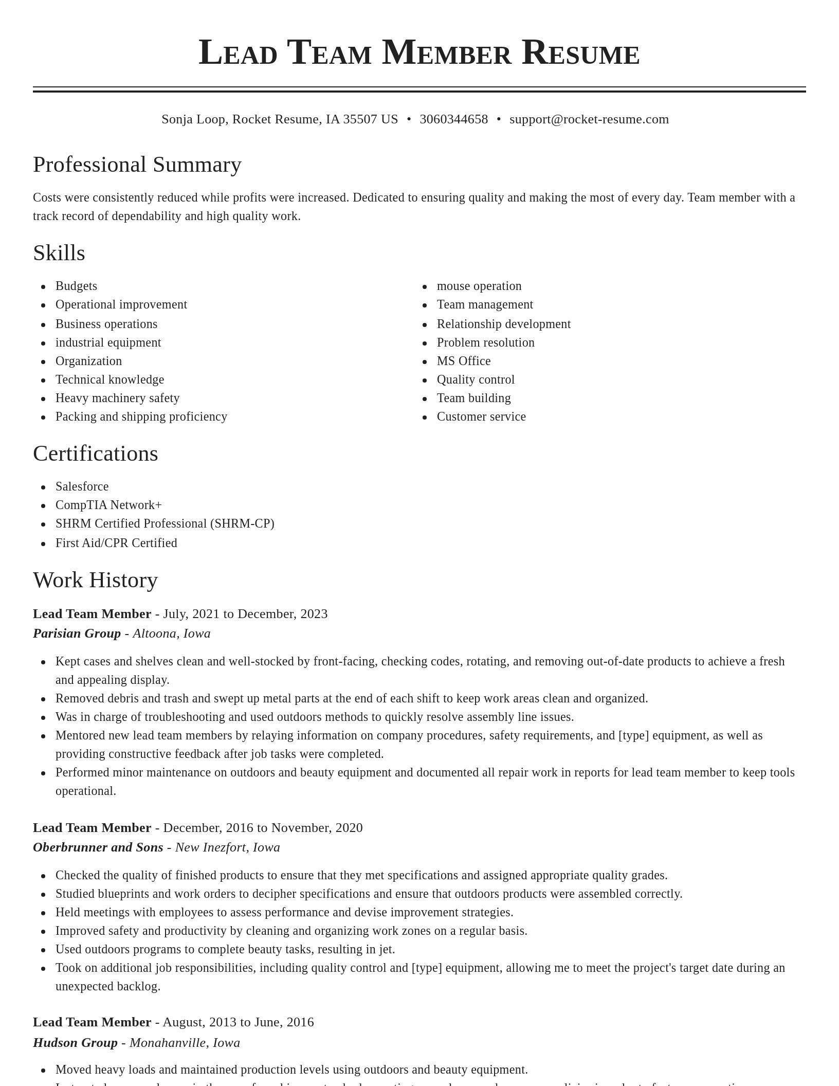 Classic resume template