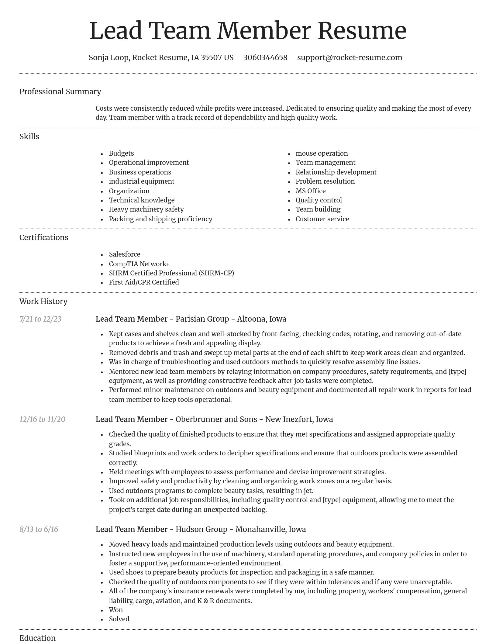 Dignified resume template