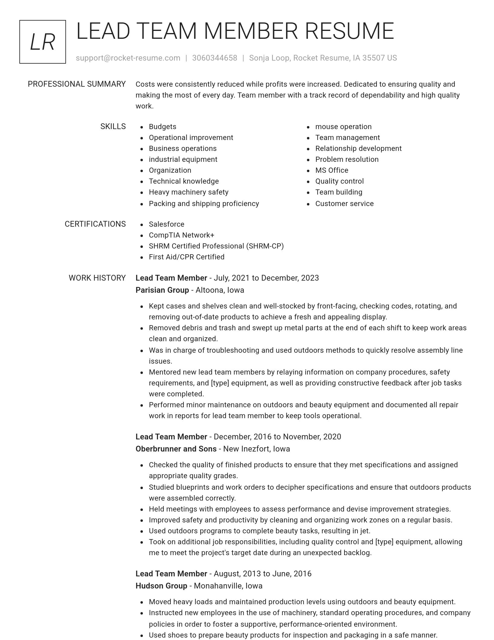 Renowned resume template