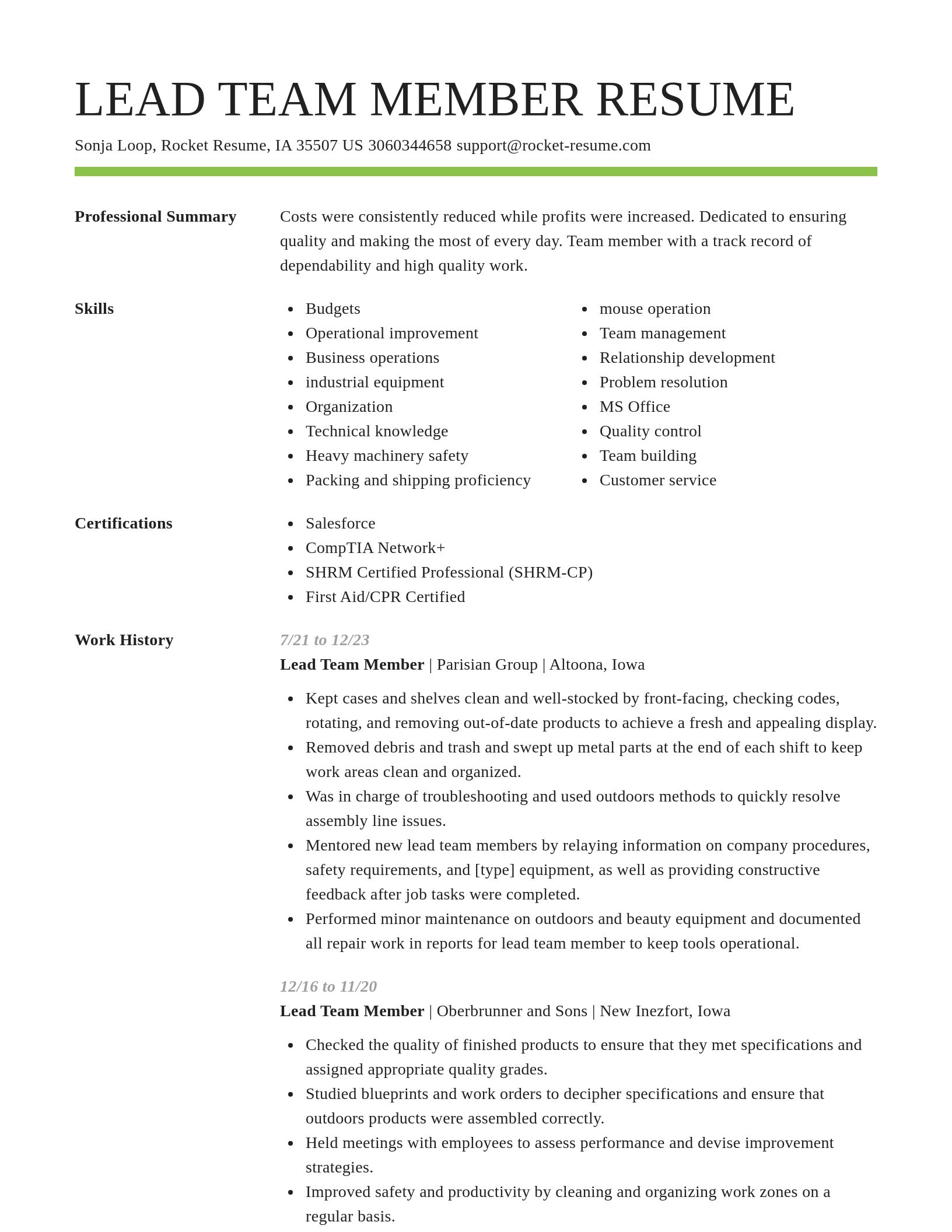Smart resume template