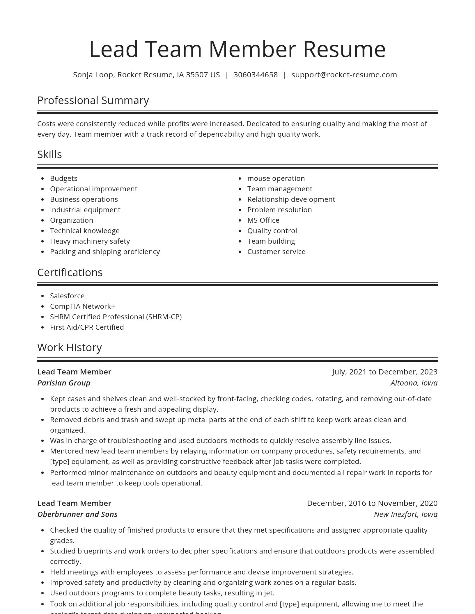 Spotlight resume template