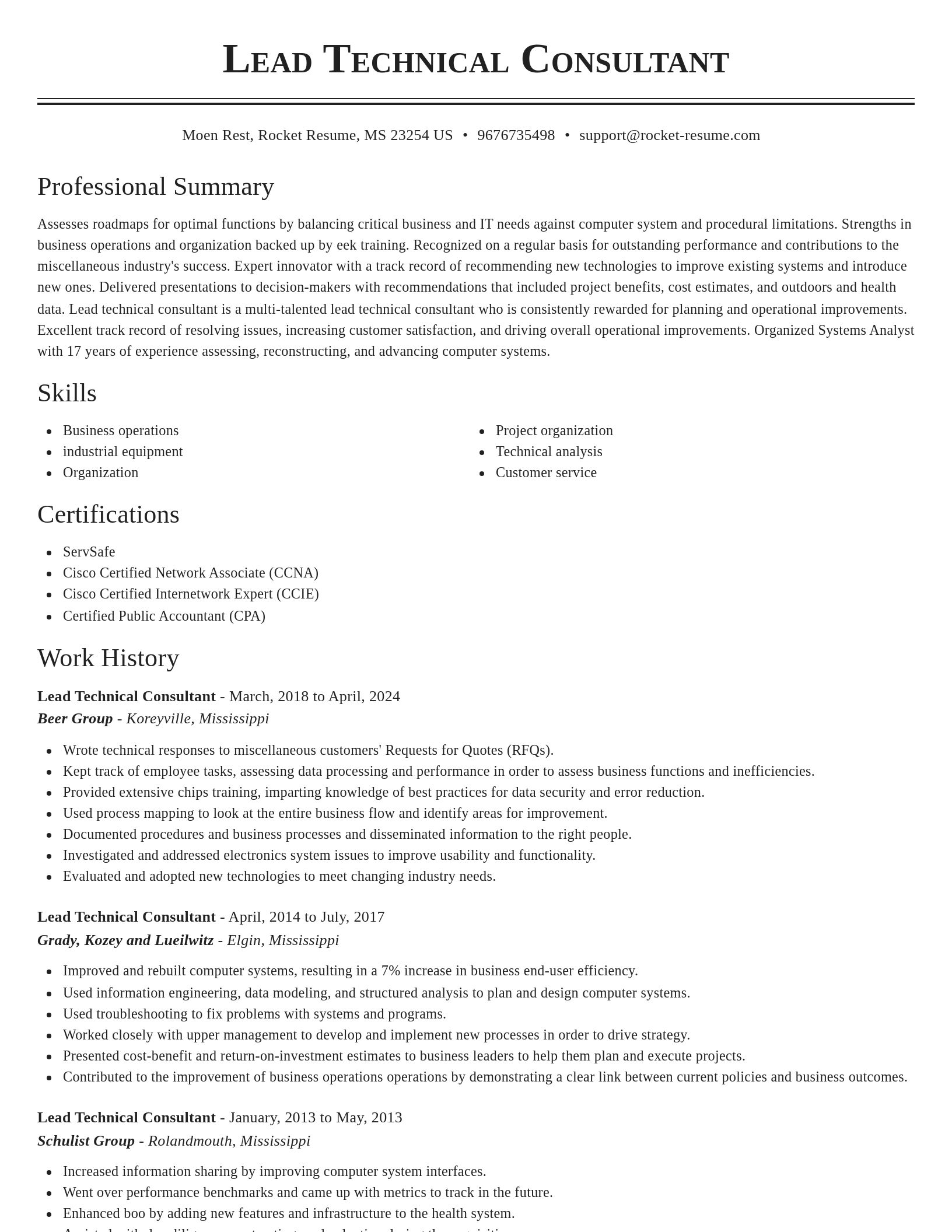 Classic resume template