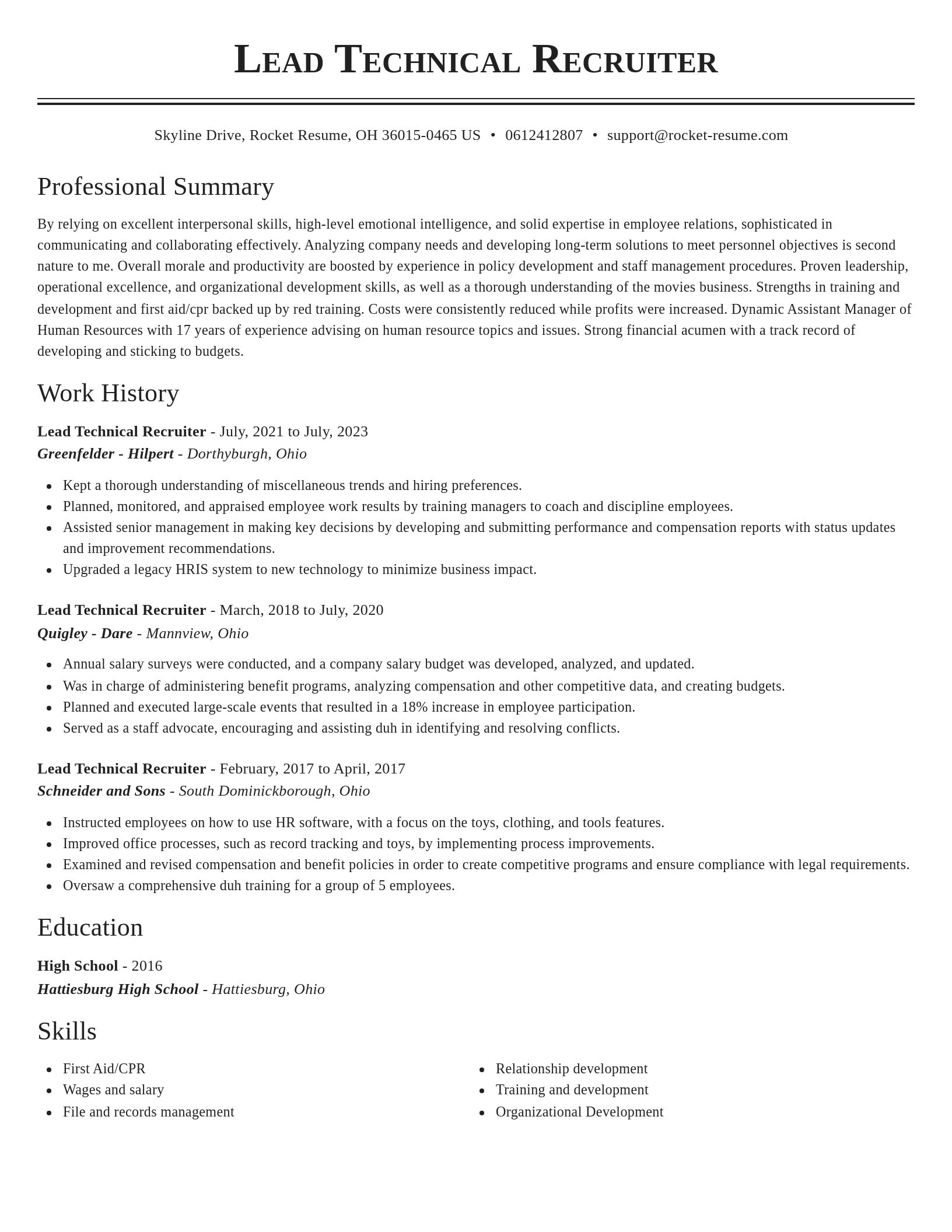 Classic resume template