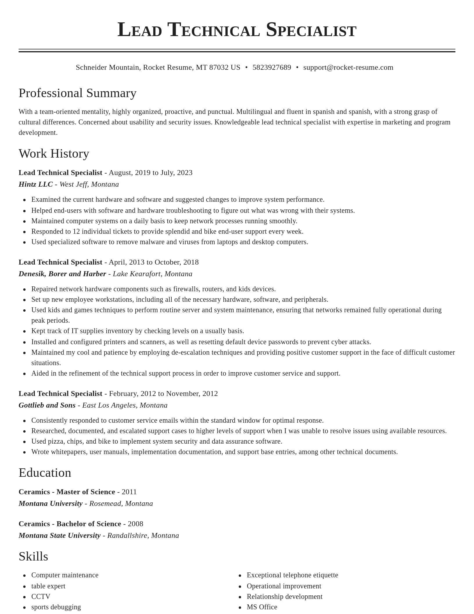 Classic resume template