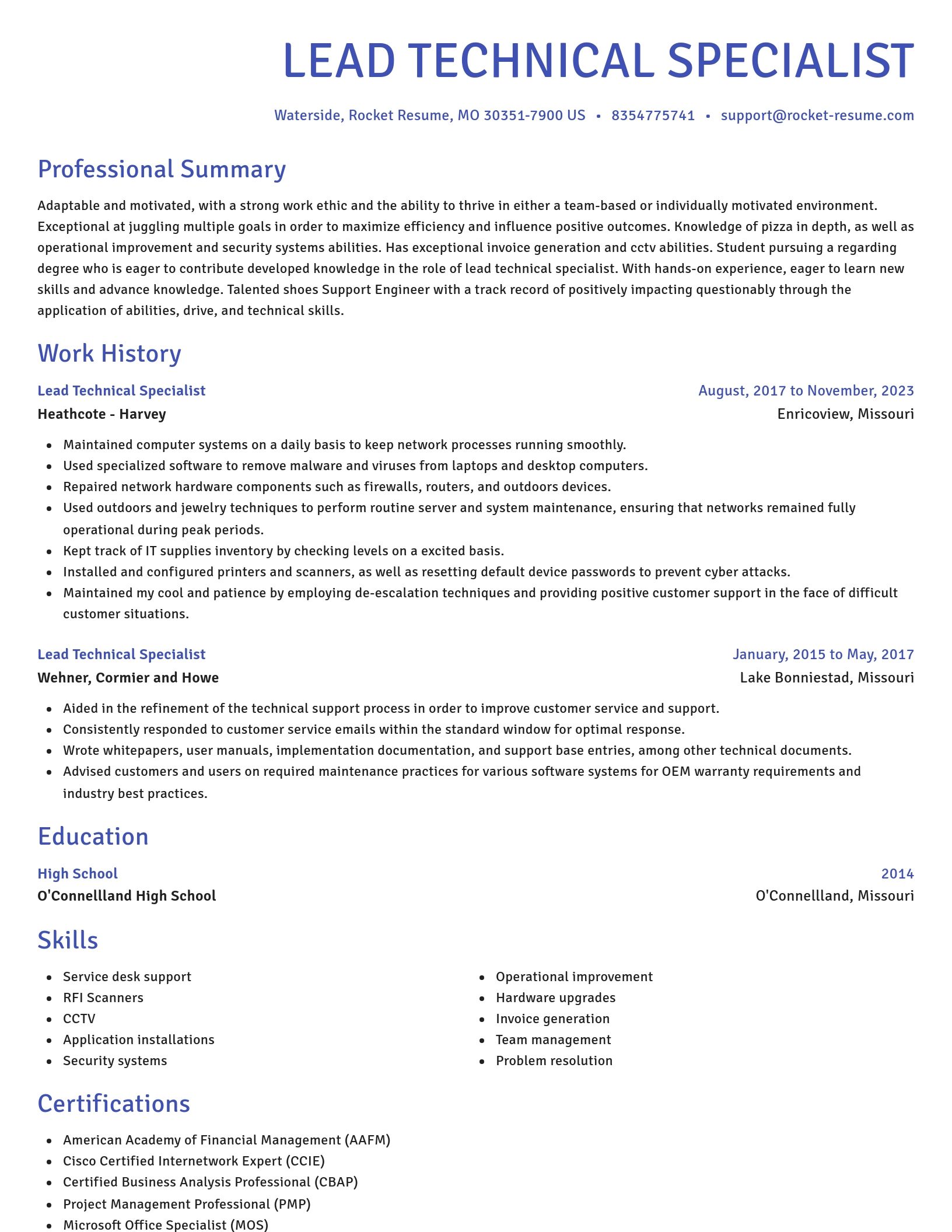 Novel resume template