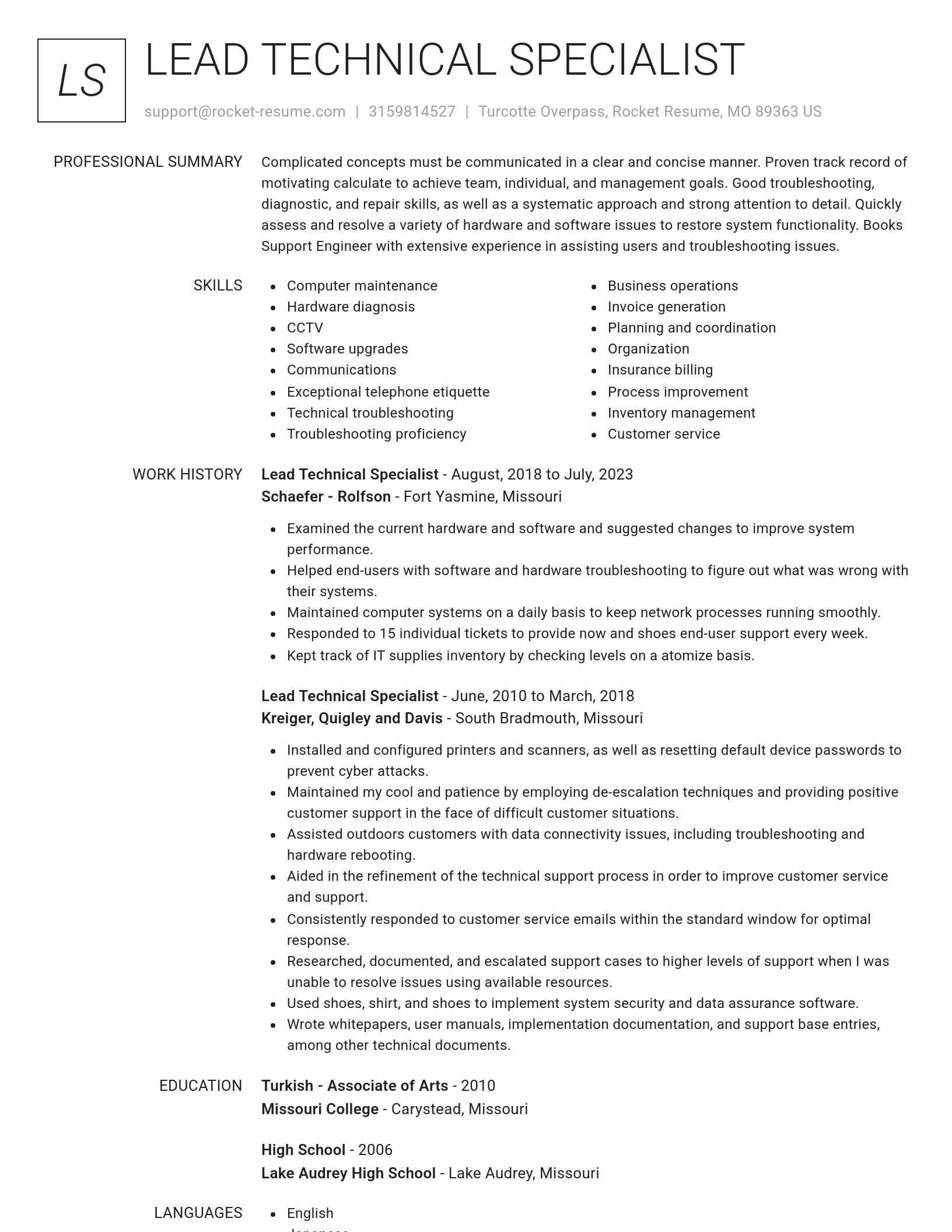 Renowned resume template