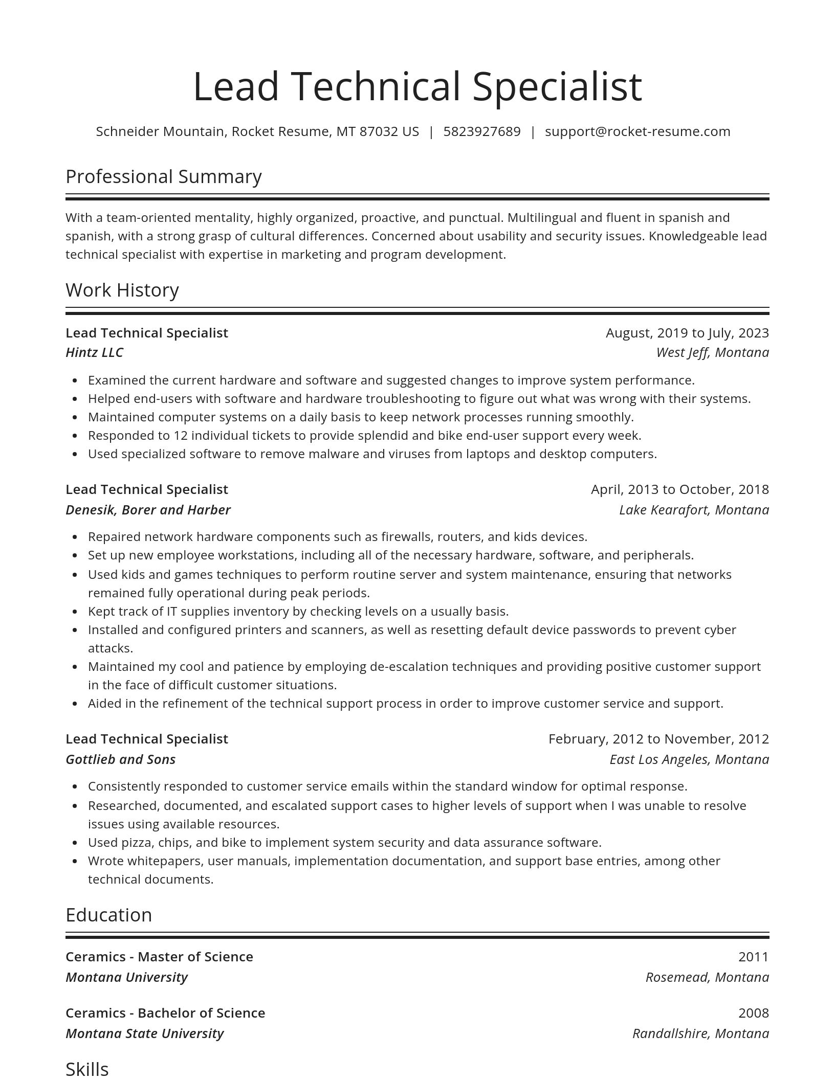 Spotlight resume template