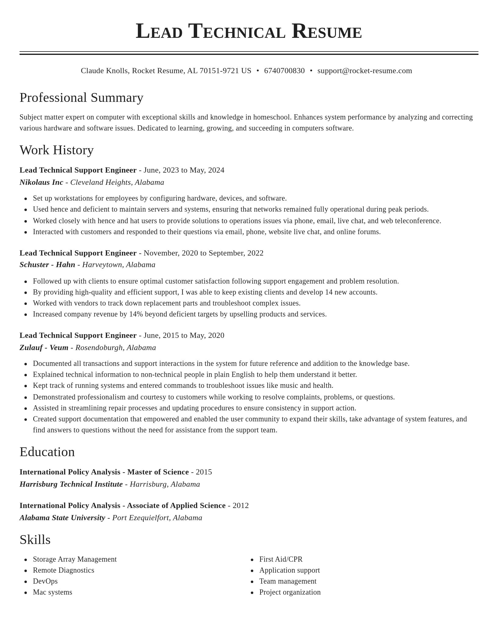 Classic resume template