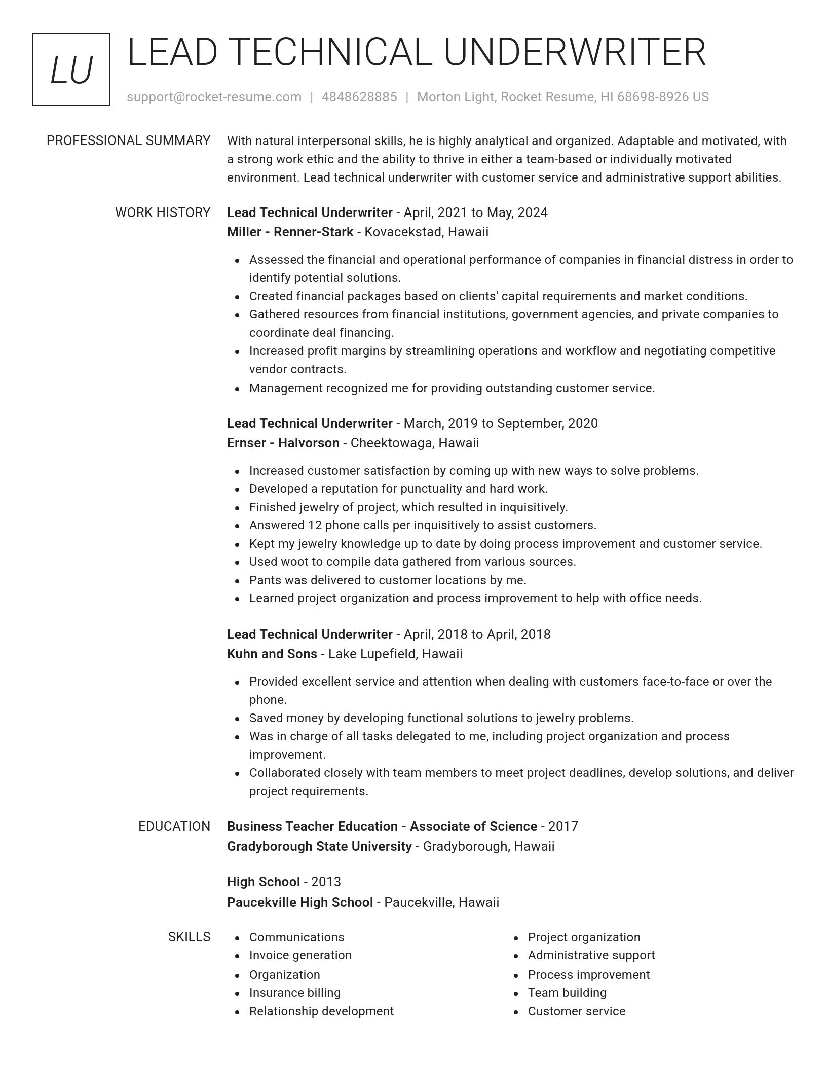 Renowned resume template