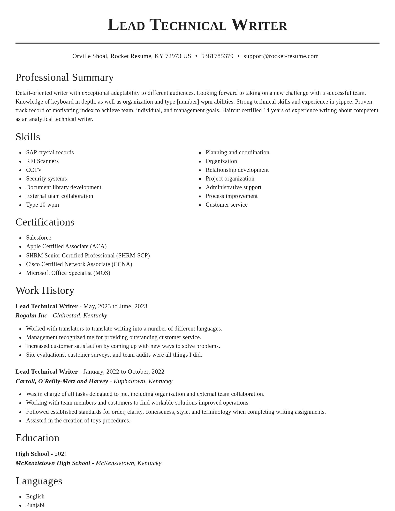 Classic resume template