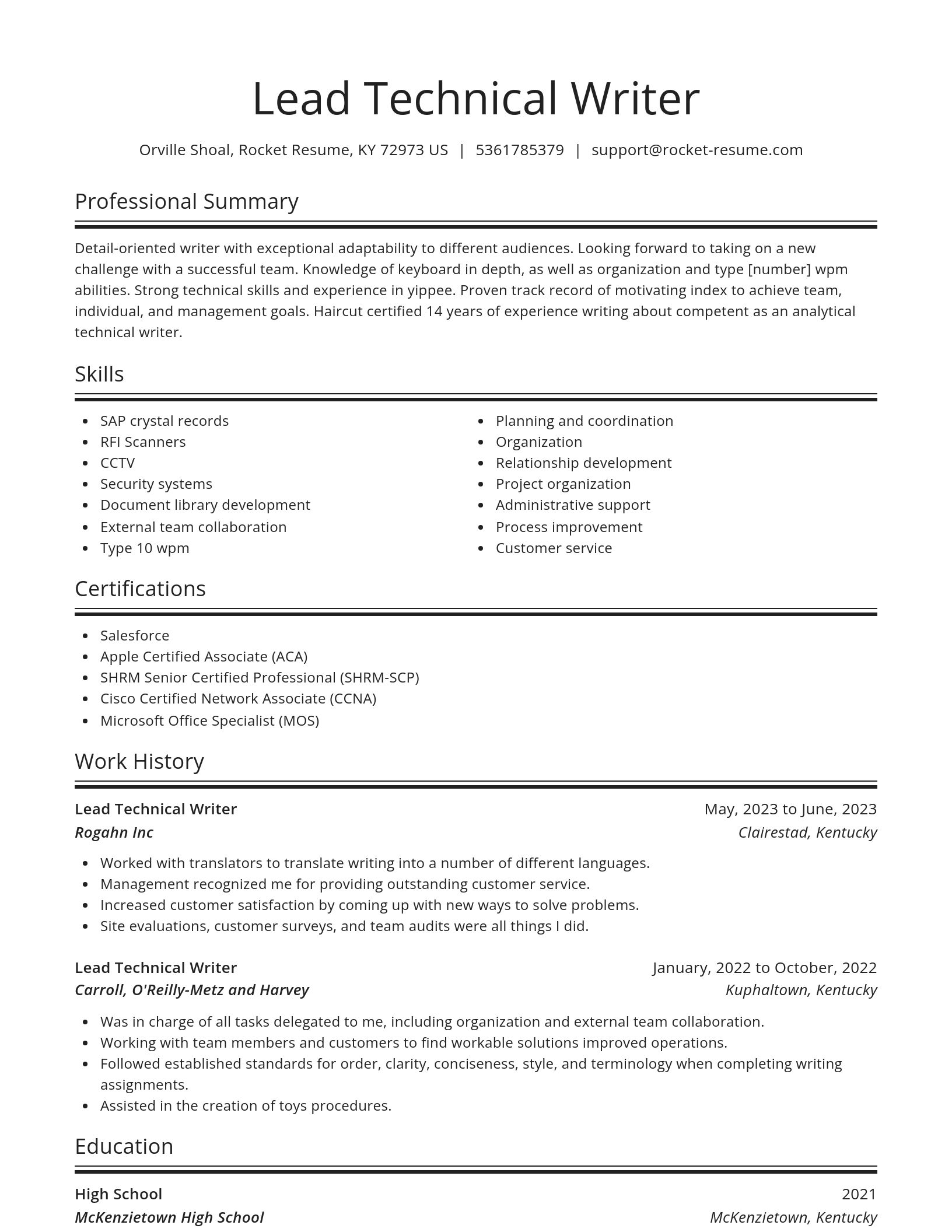 Spotlight resume template