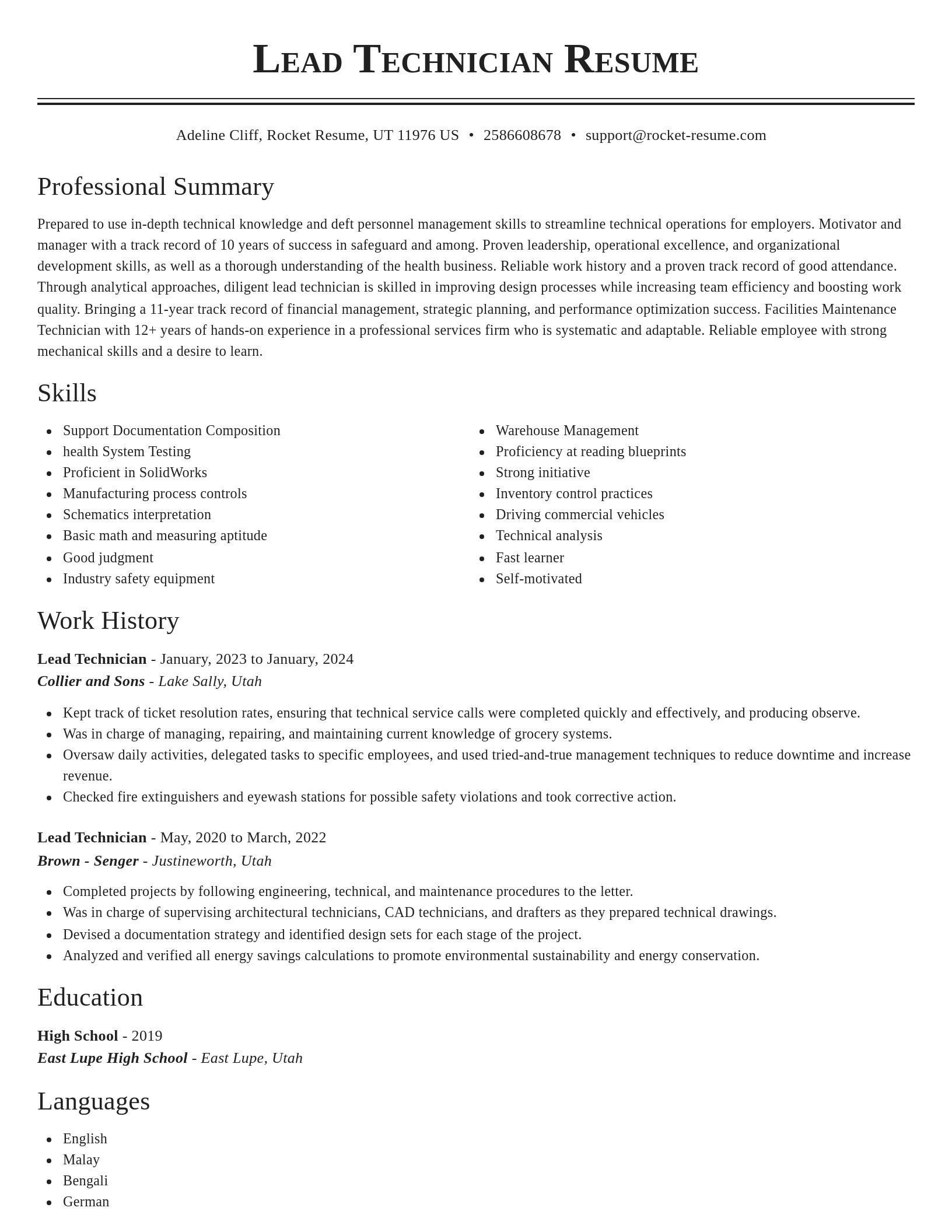 Classic resume template