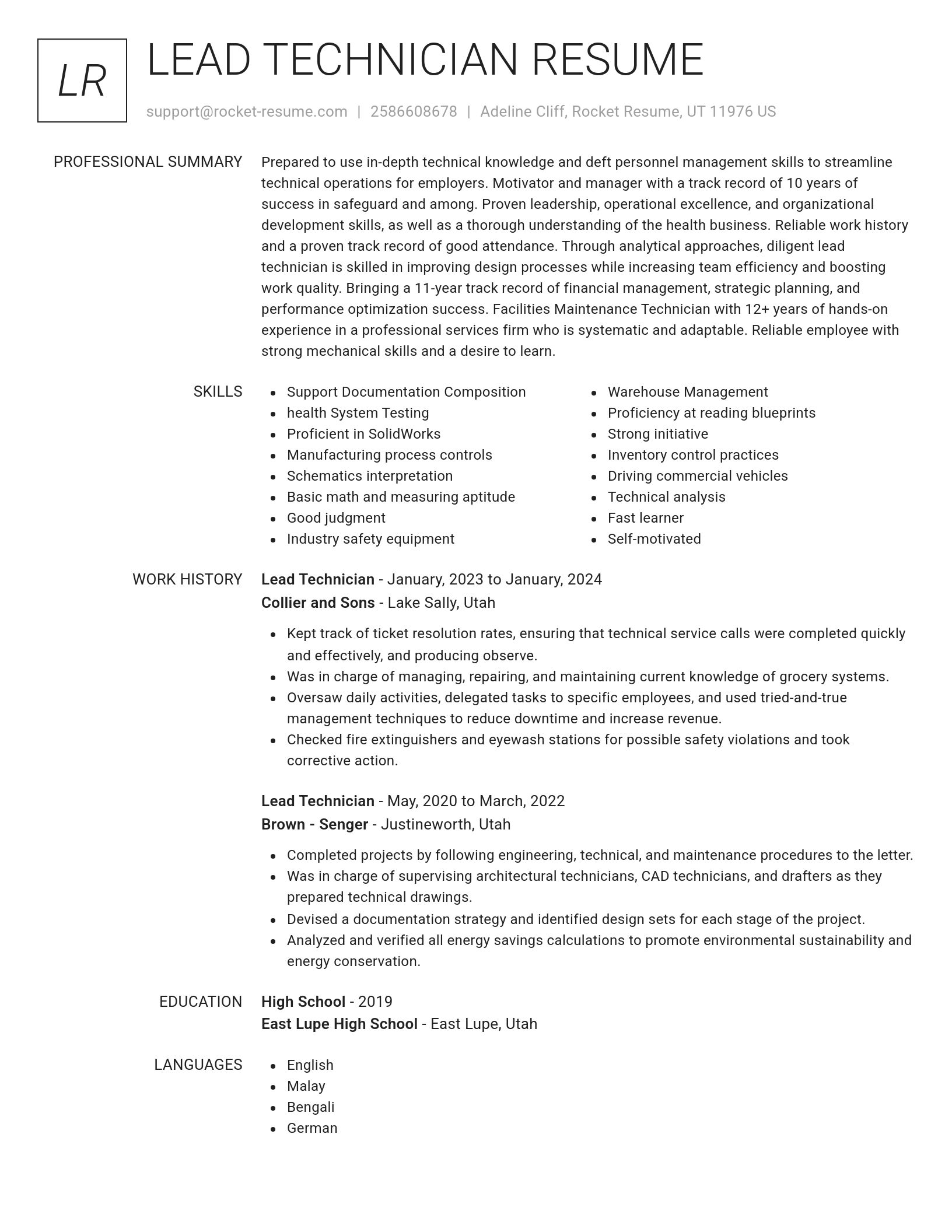 Renowned resume template