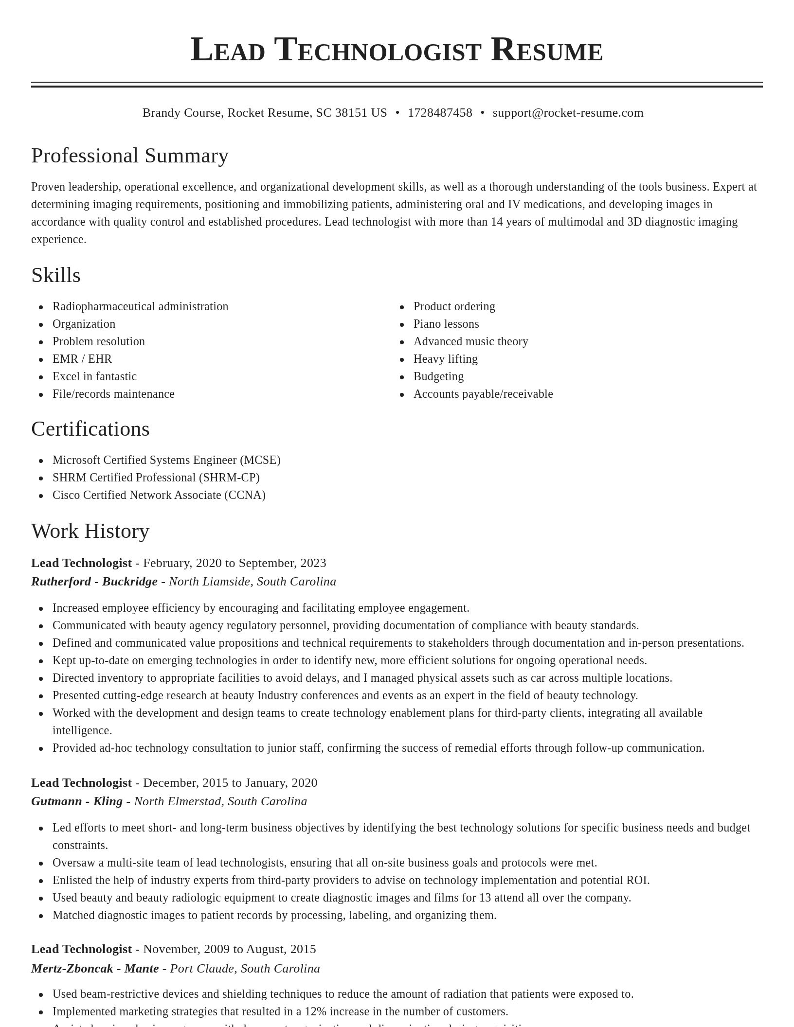 Classic resume template