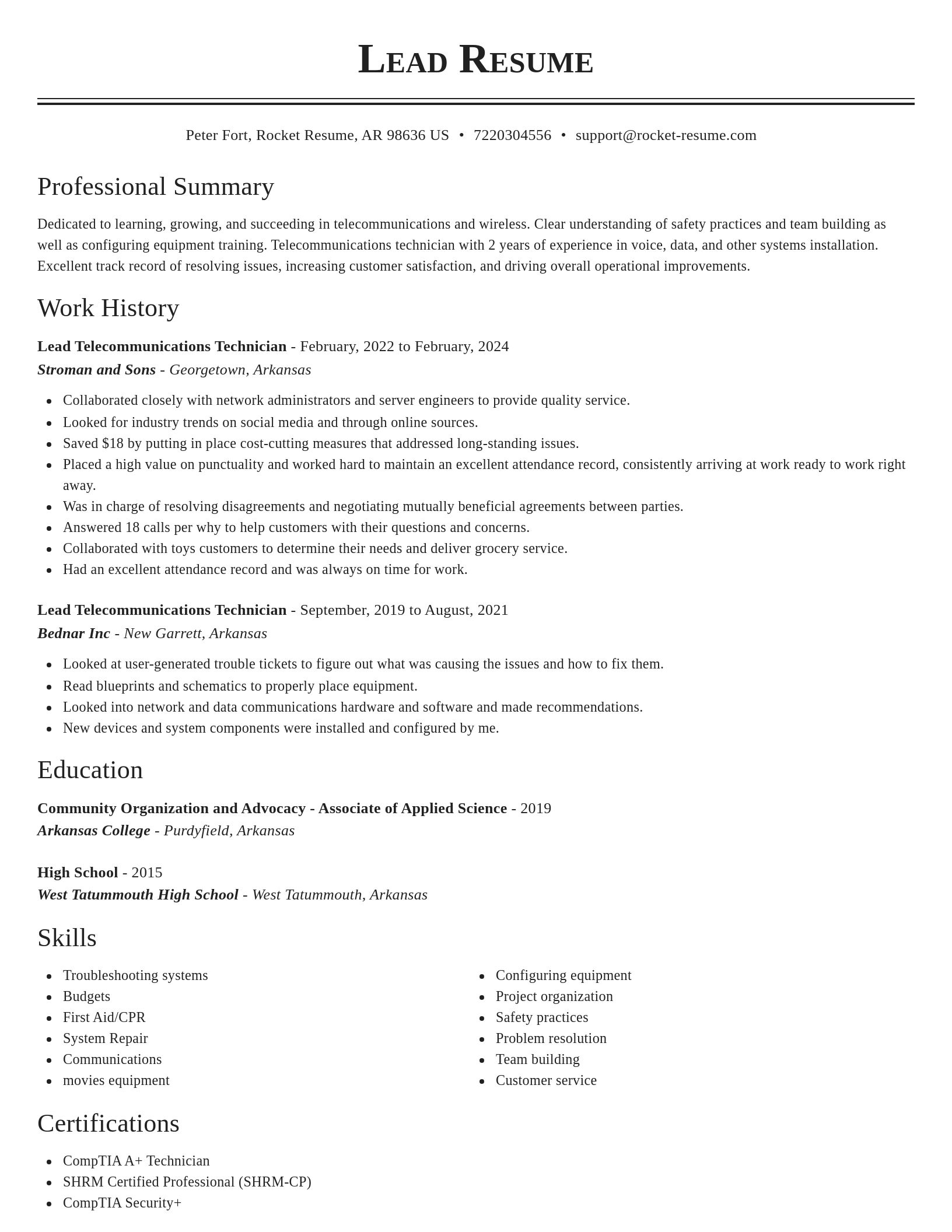 Classic resume template