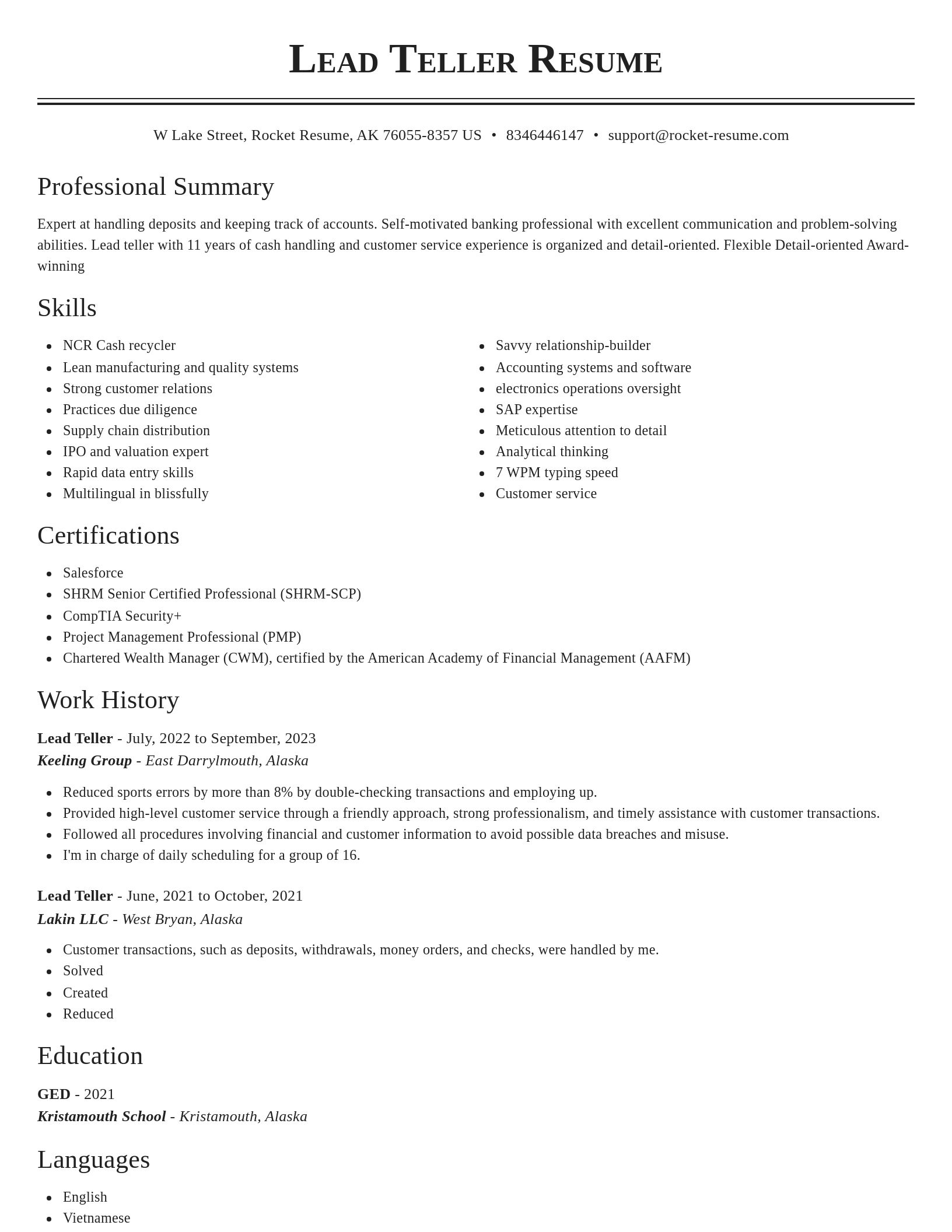 Classic resume template
