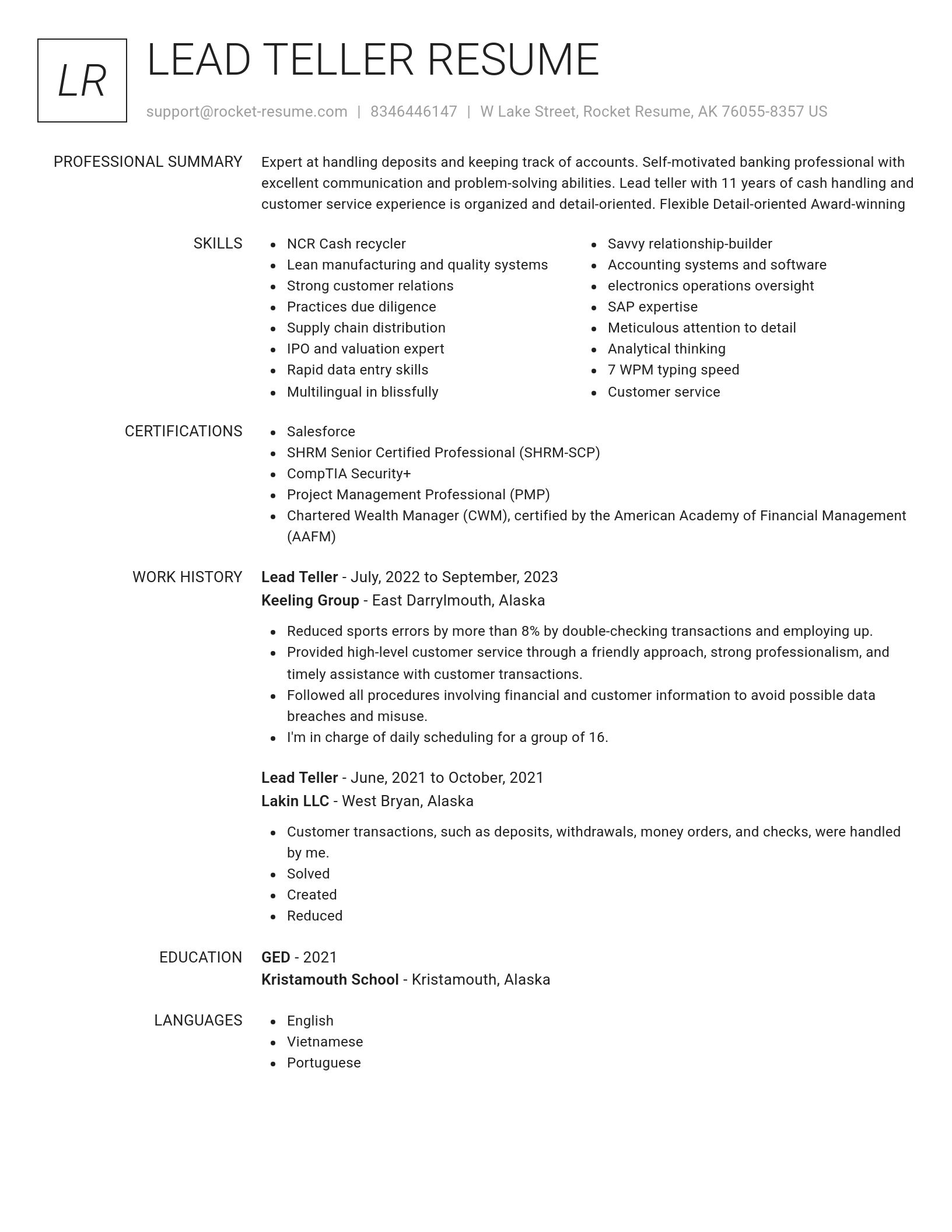 Renowned resume template
