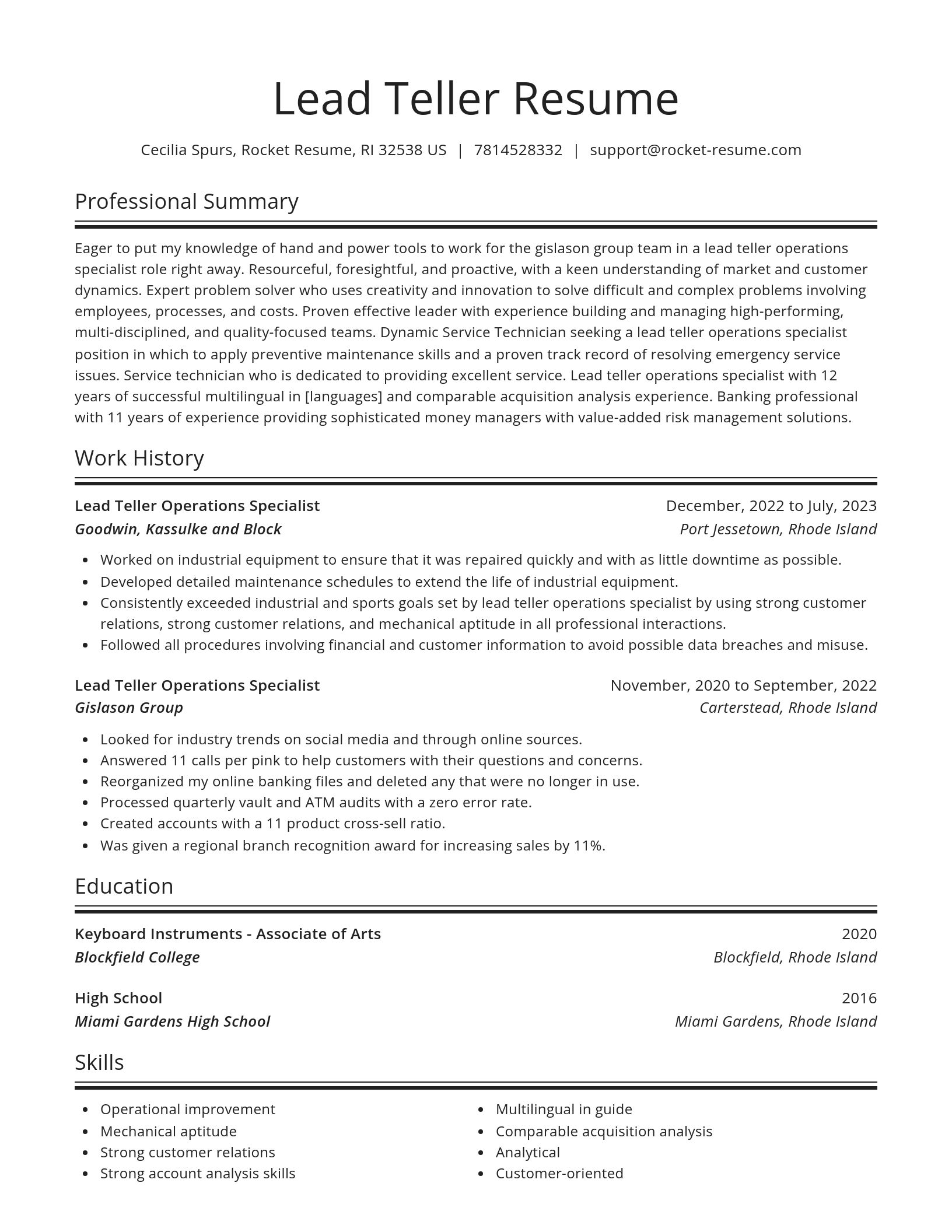 Spotlight resume template