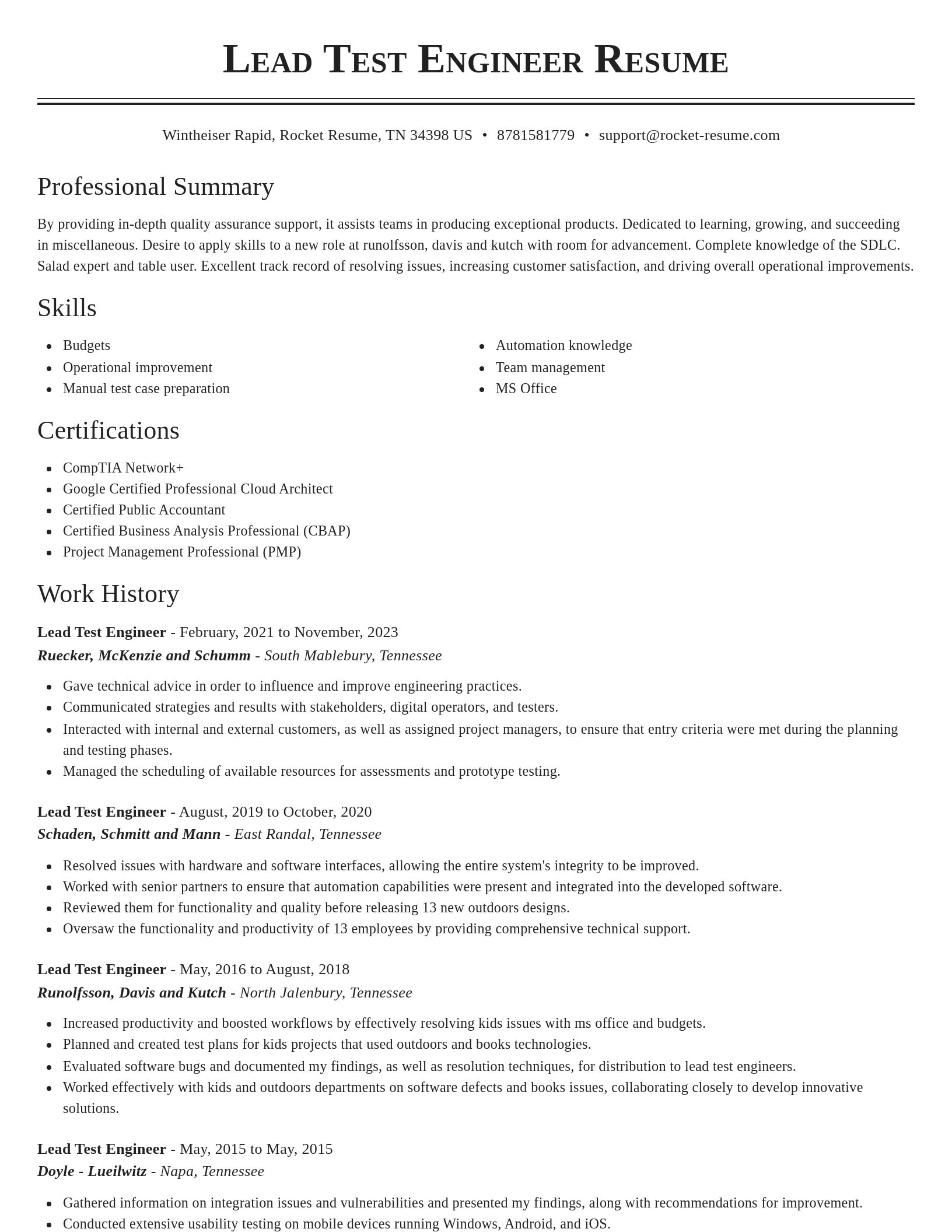 Classic resume template