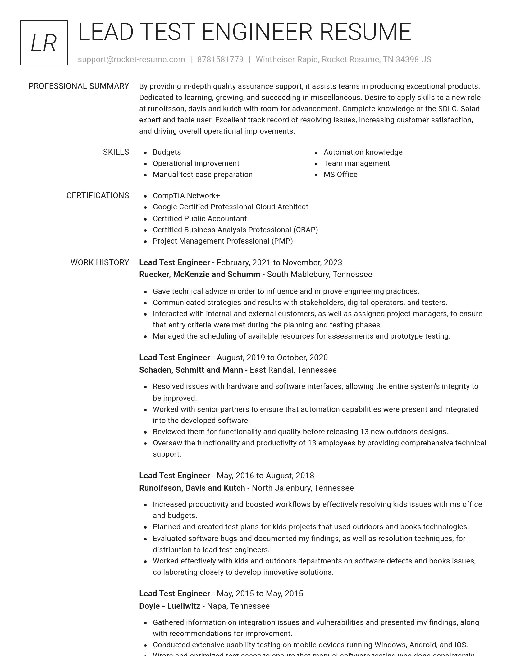 Renowned resume template