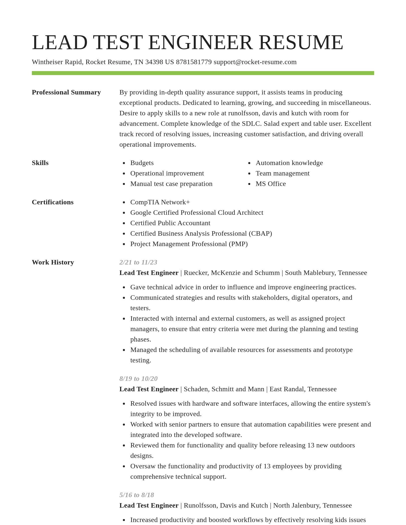 Smart resume template