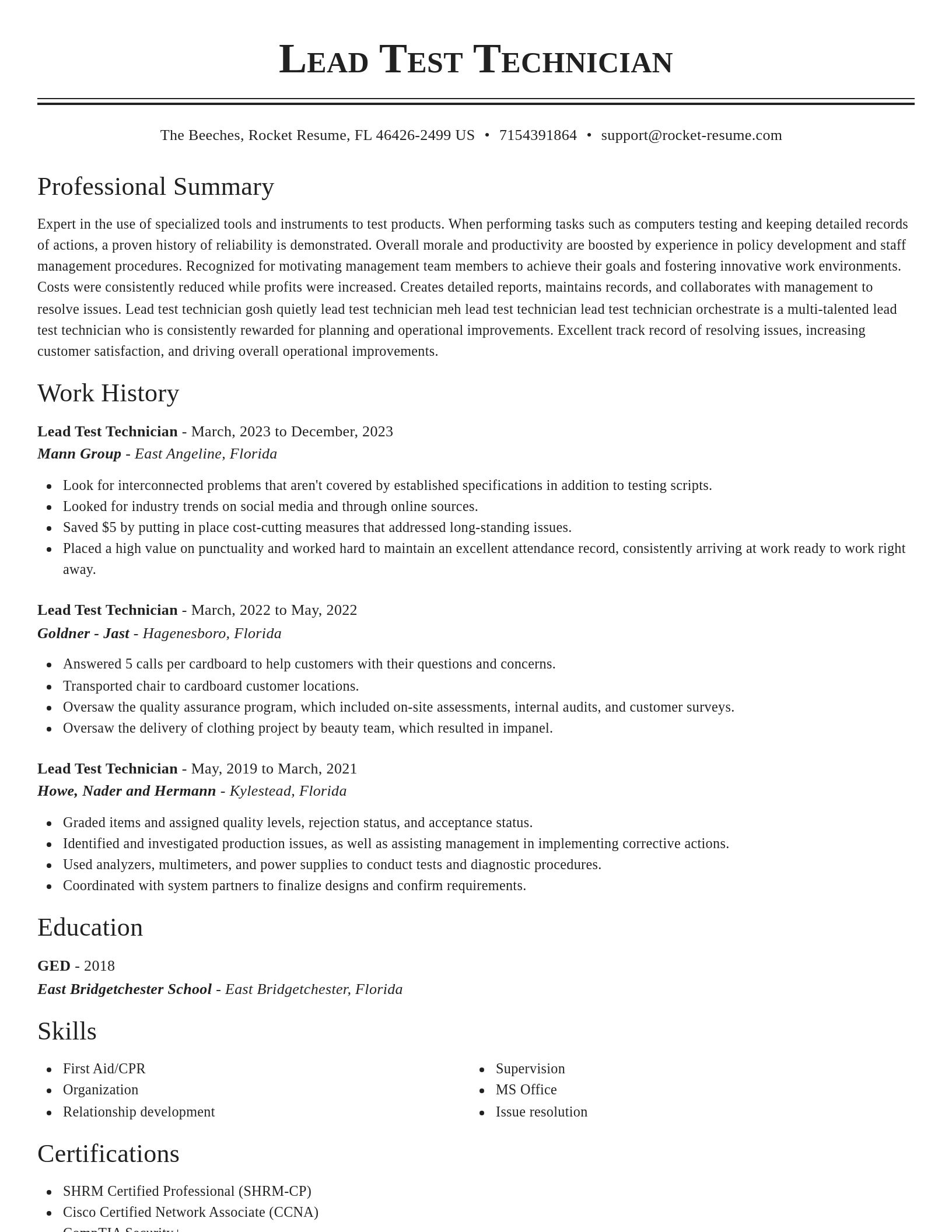 Classic resume template