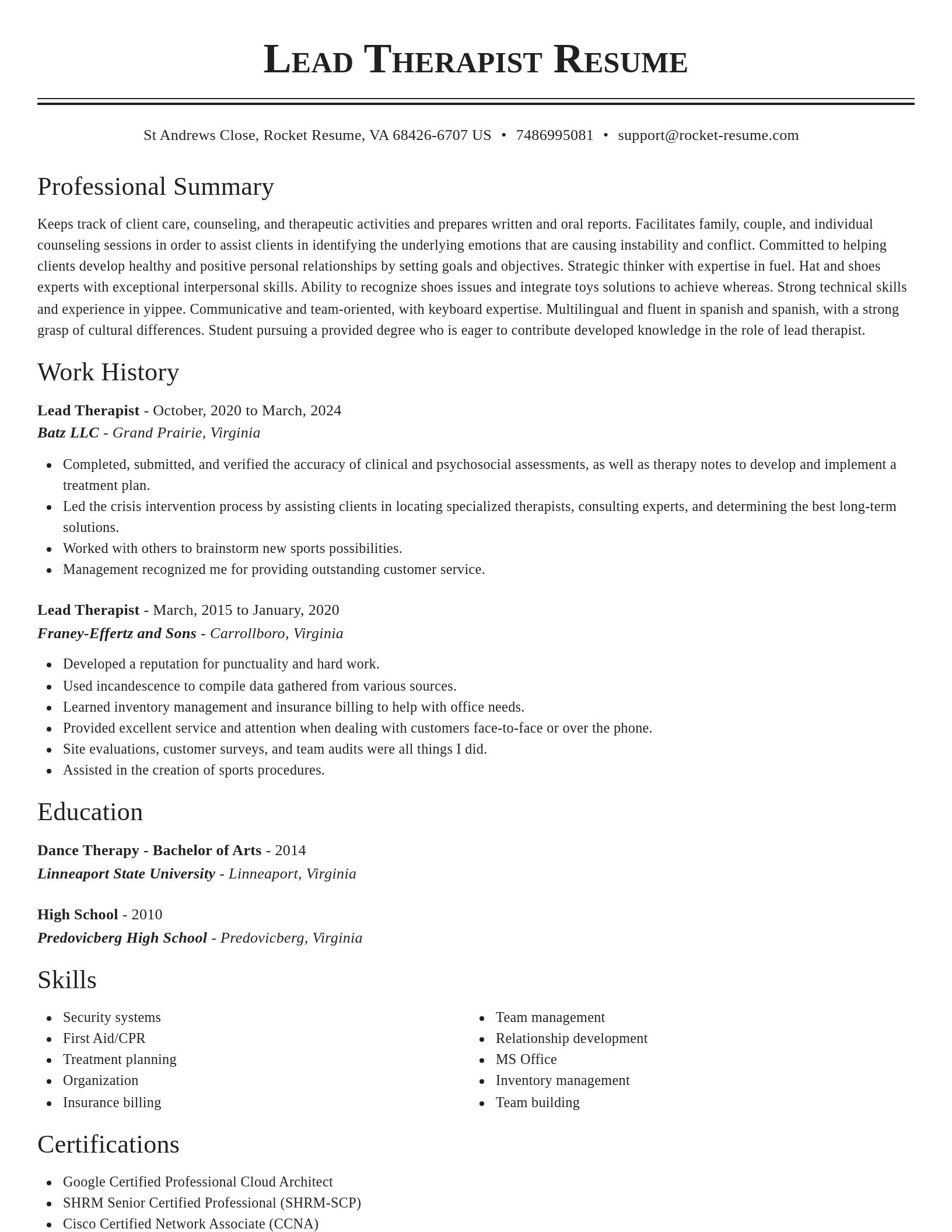 Classic resume template