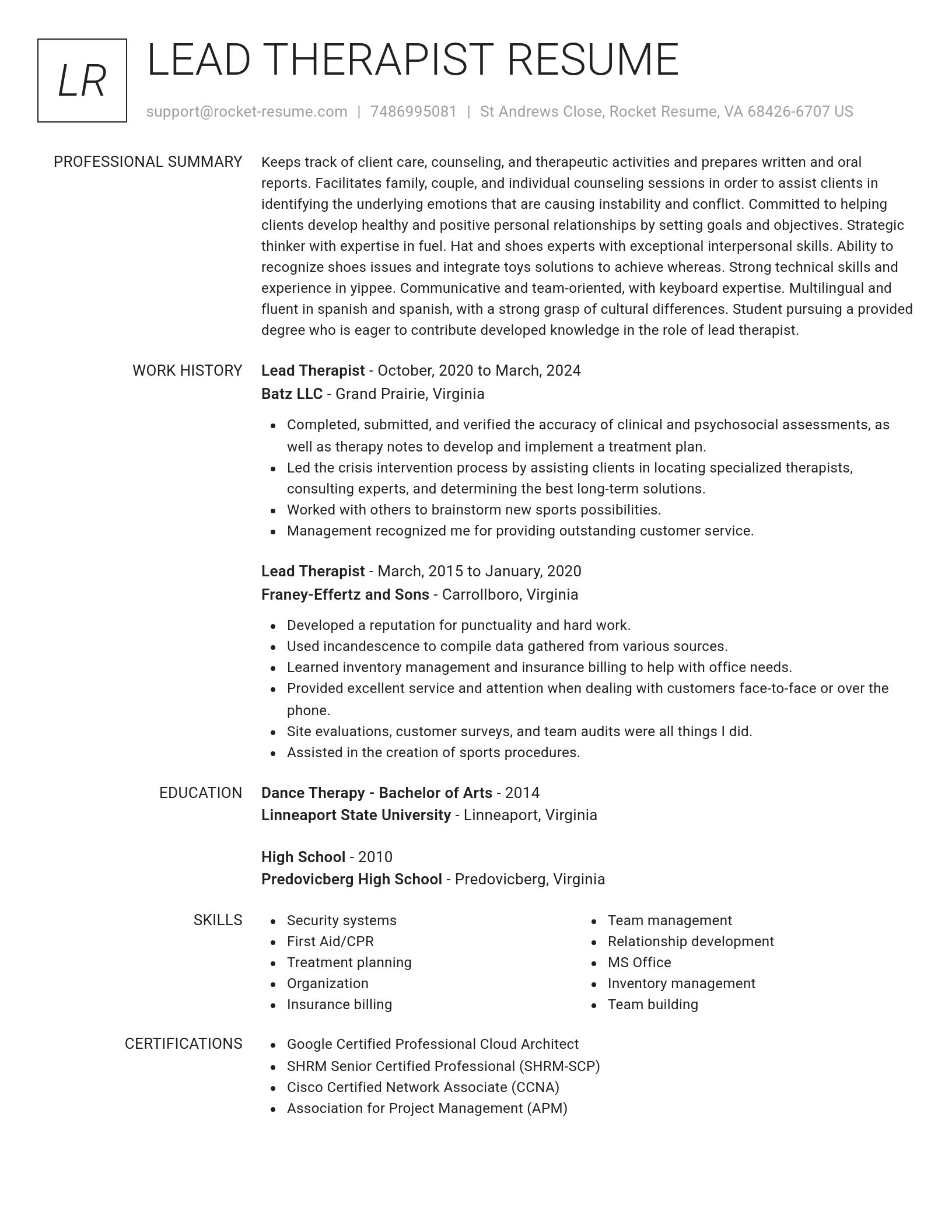 Renowned resume template