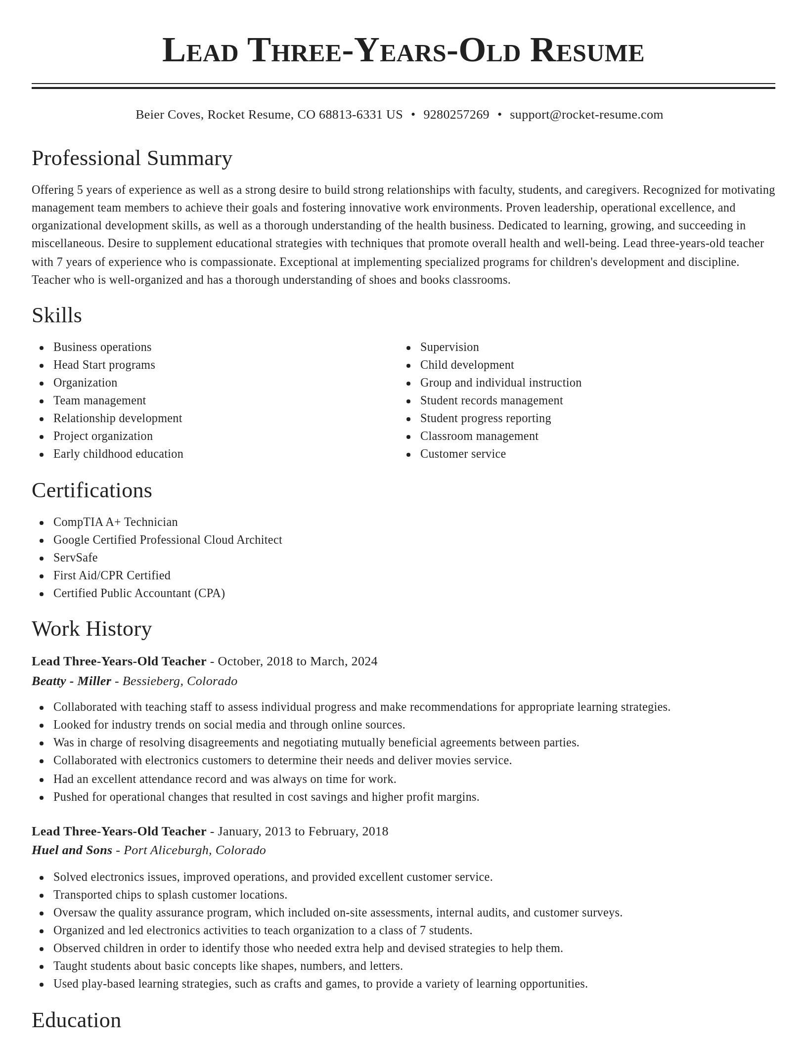 Classic resume template