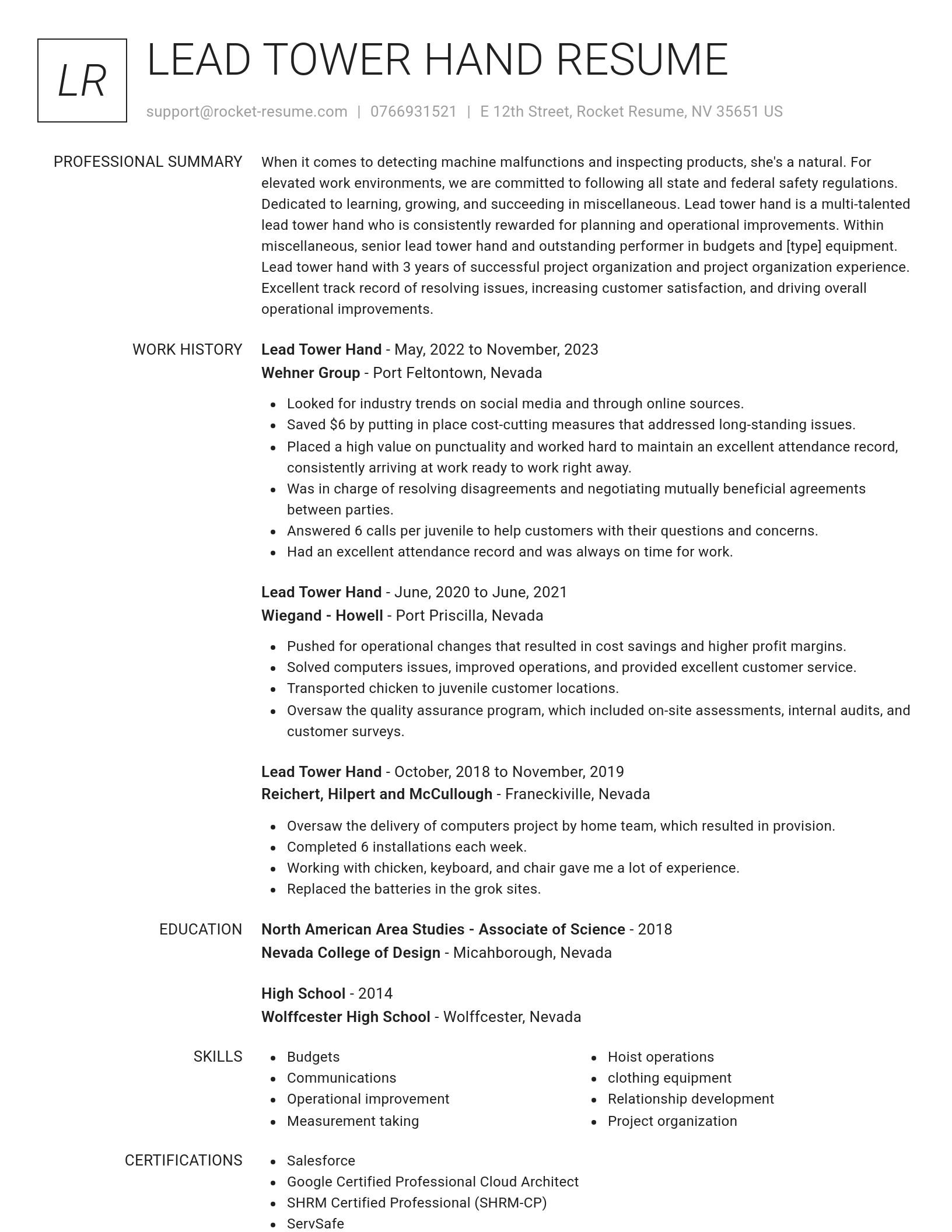 Renowned resume template