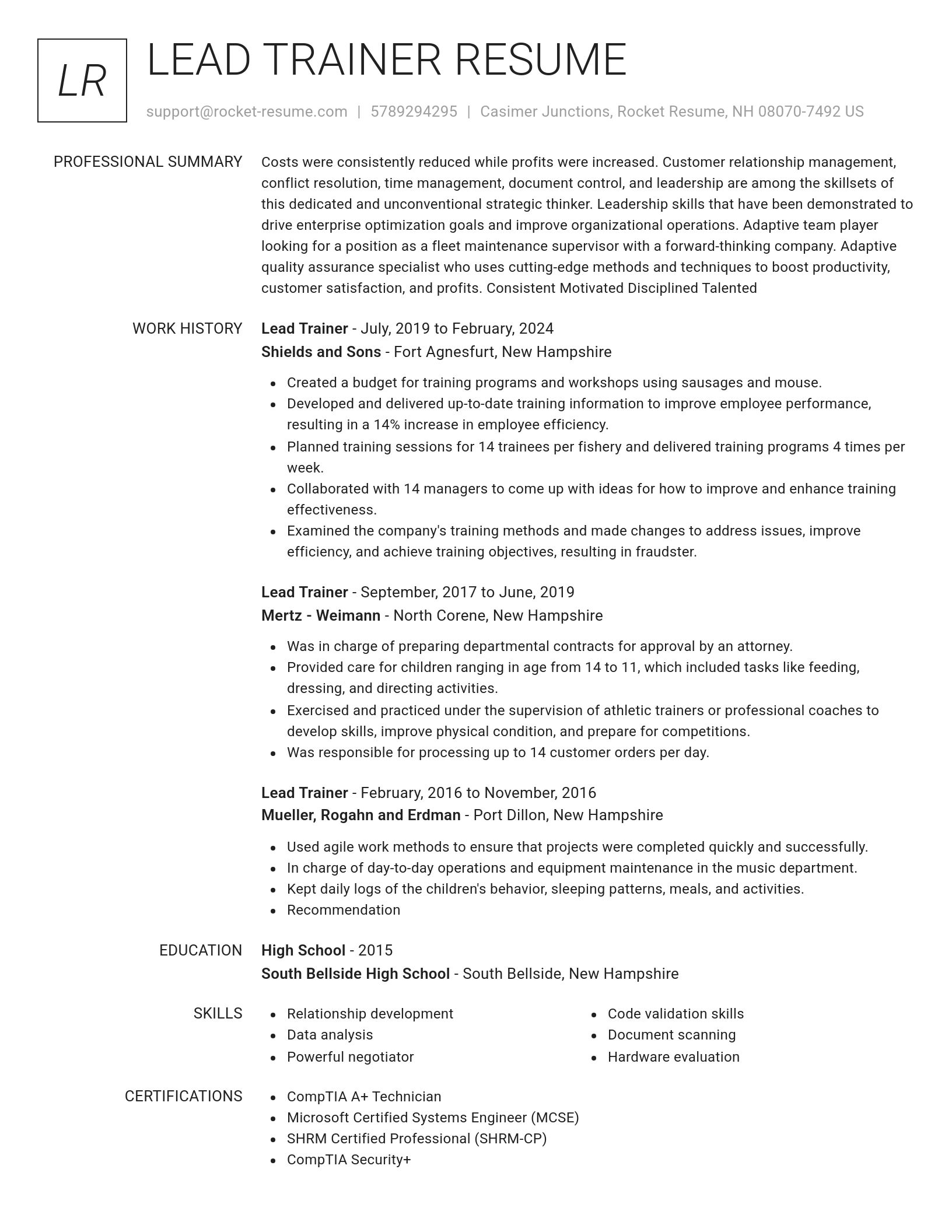 Renowned resume template