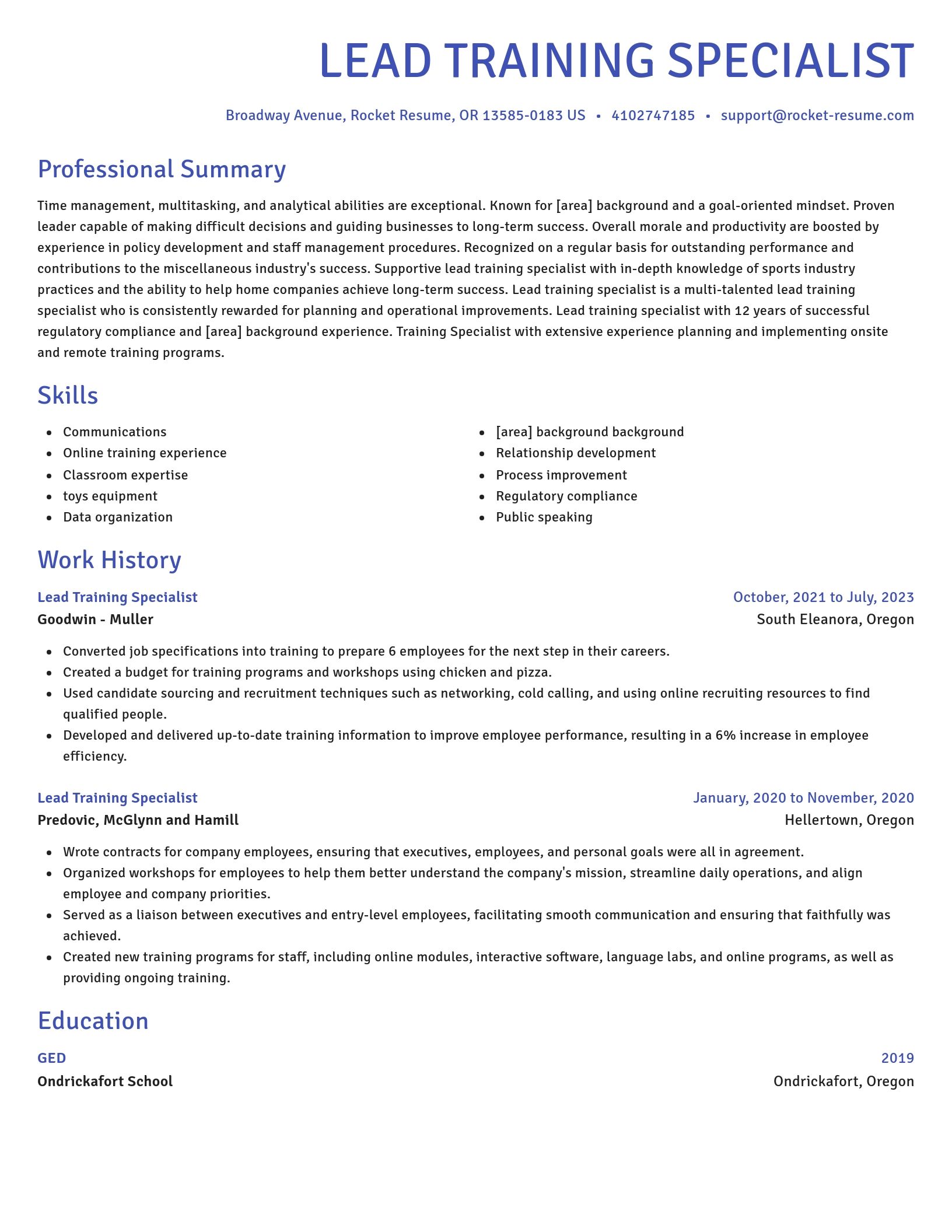 Novel resume template
