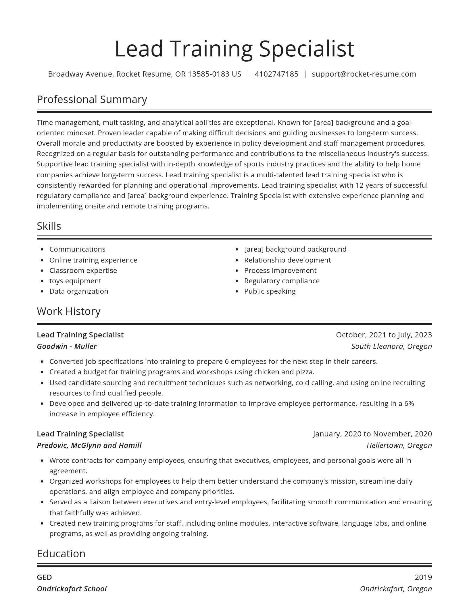Spotlight resume template