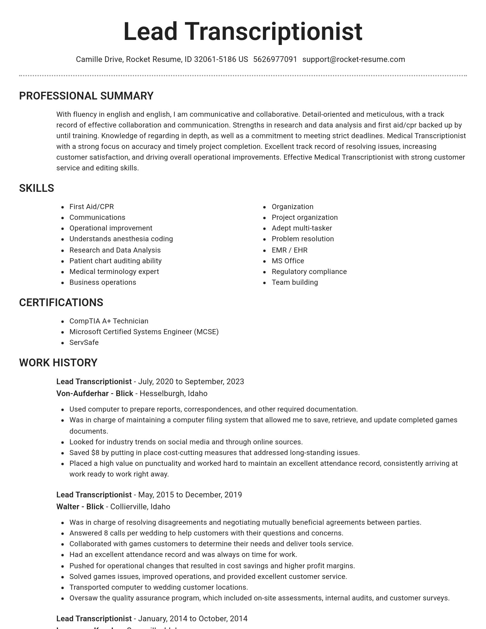 Brilliant resume template