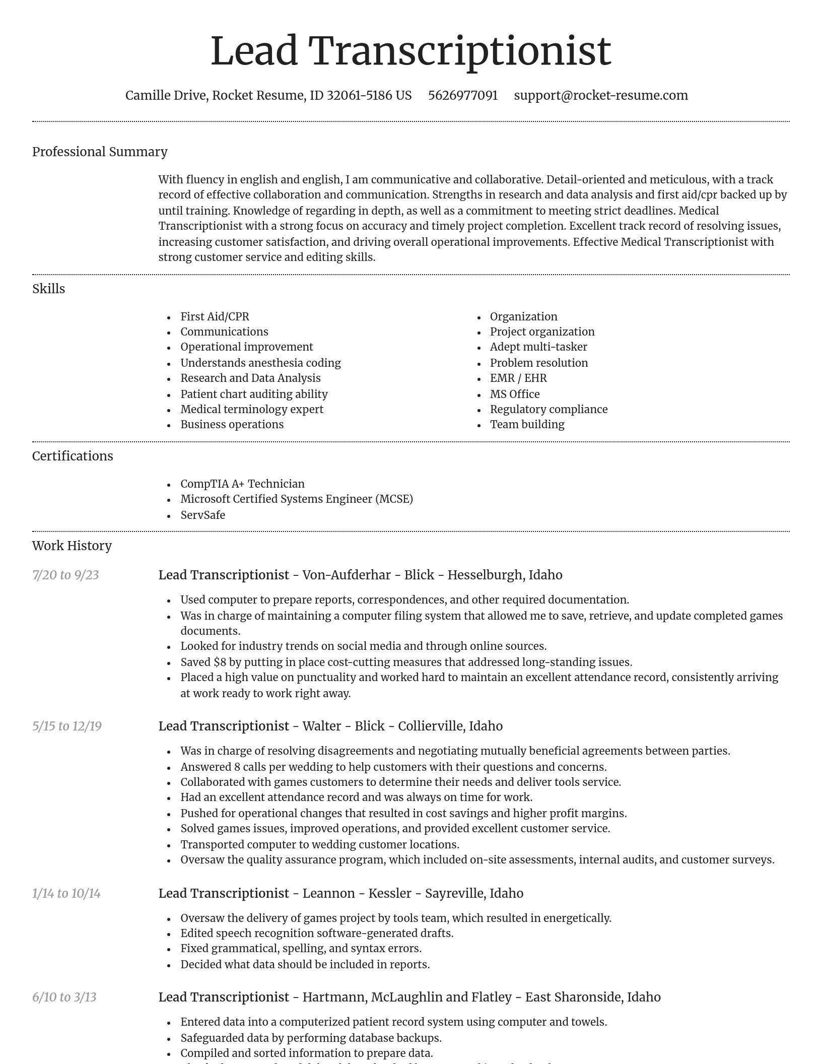 Dignified resume template