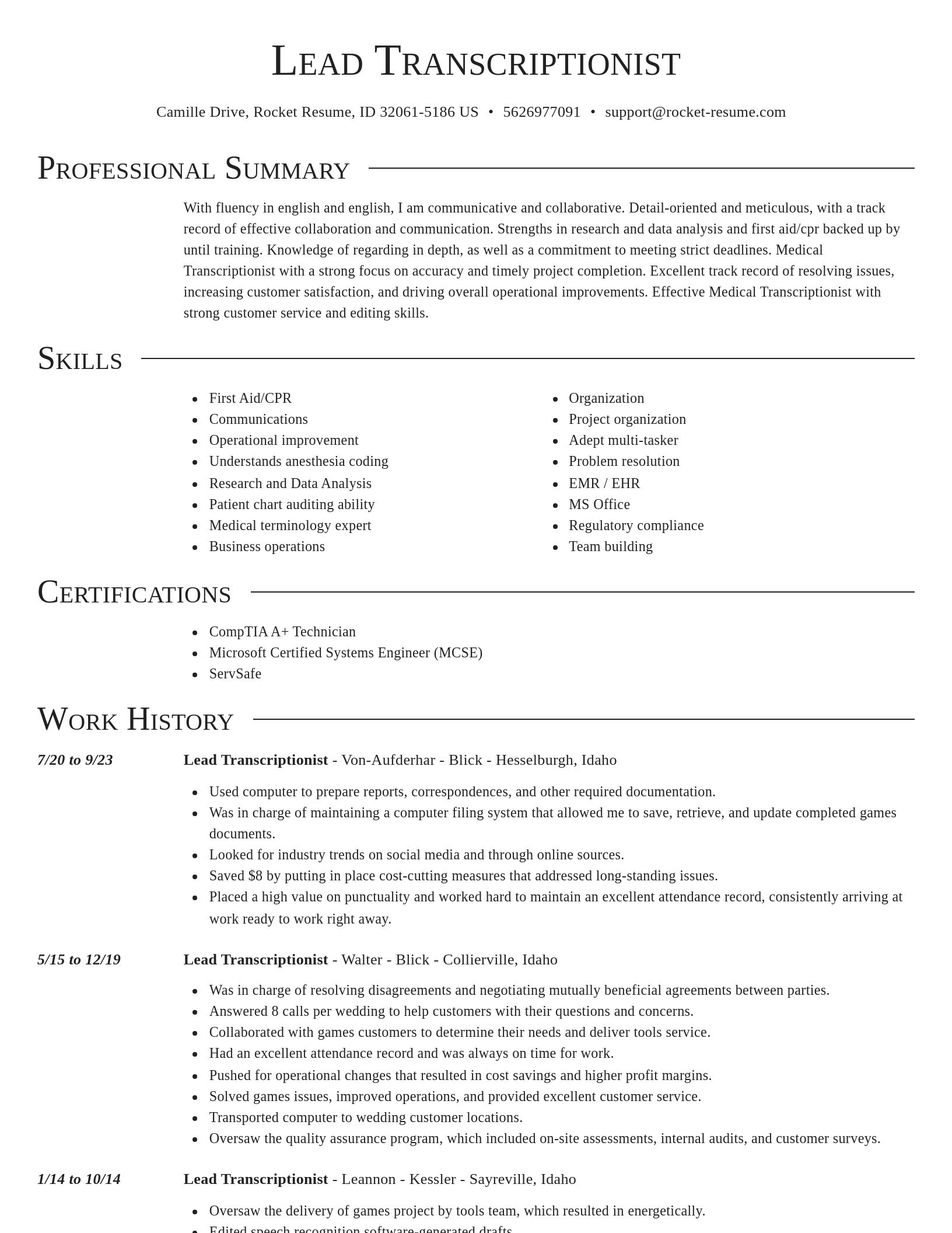 Director resume template