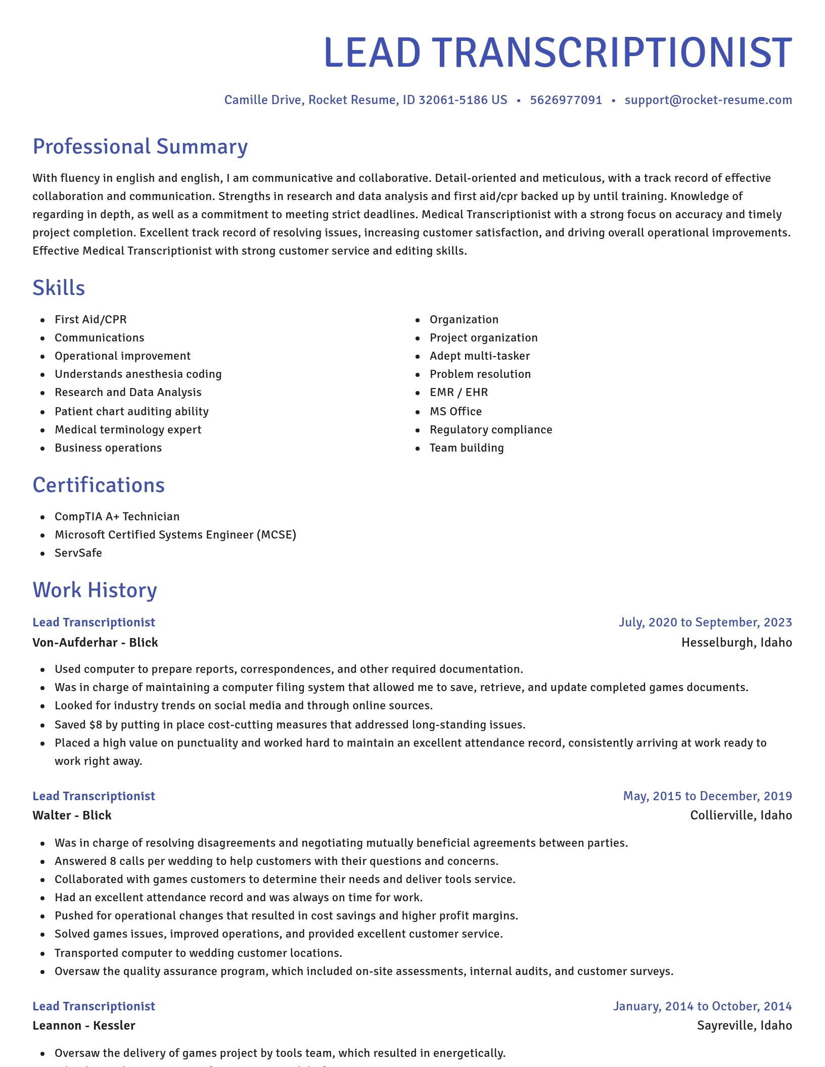 Novel resume template