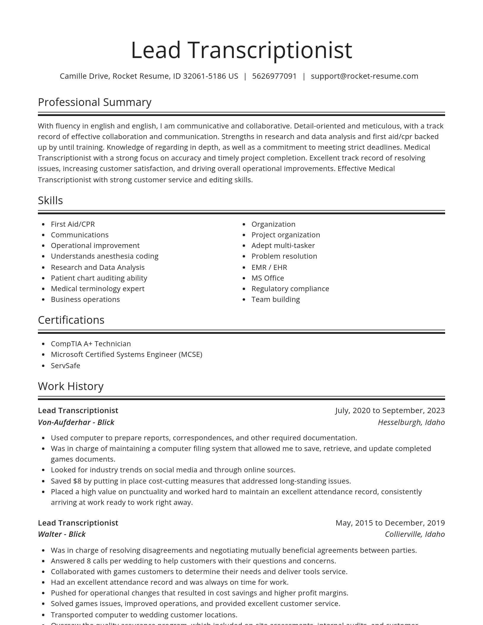 Spotlight resume template