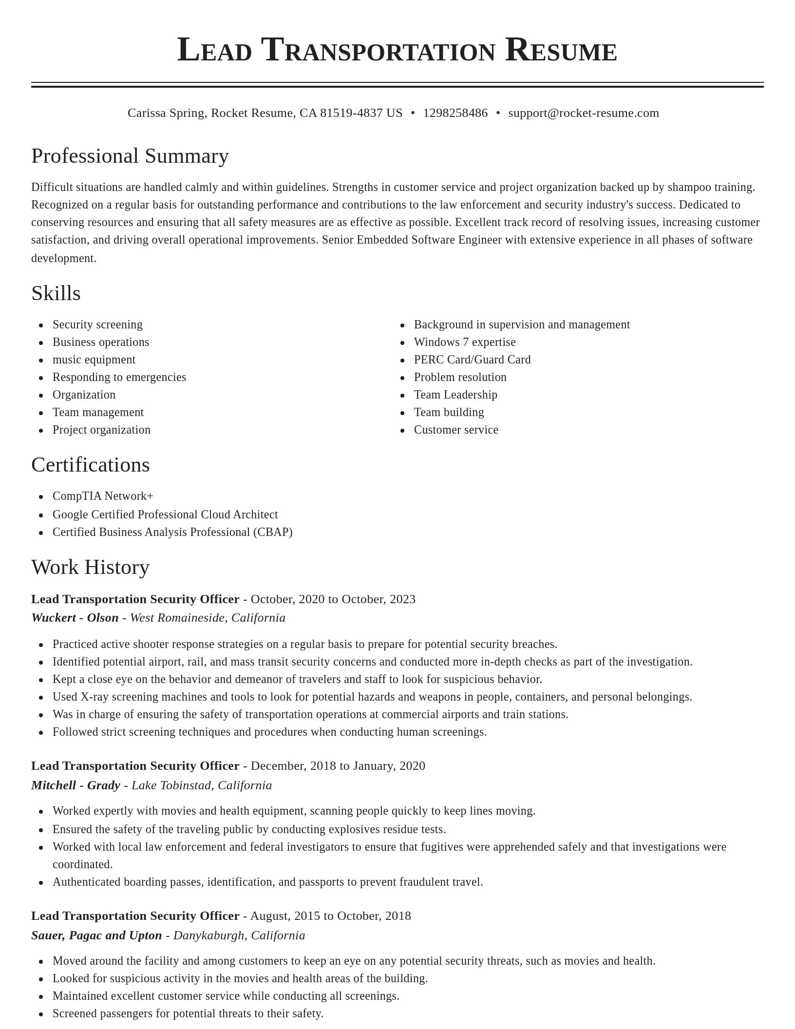 Classic resume template
