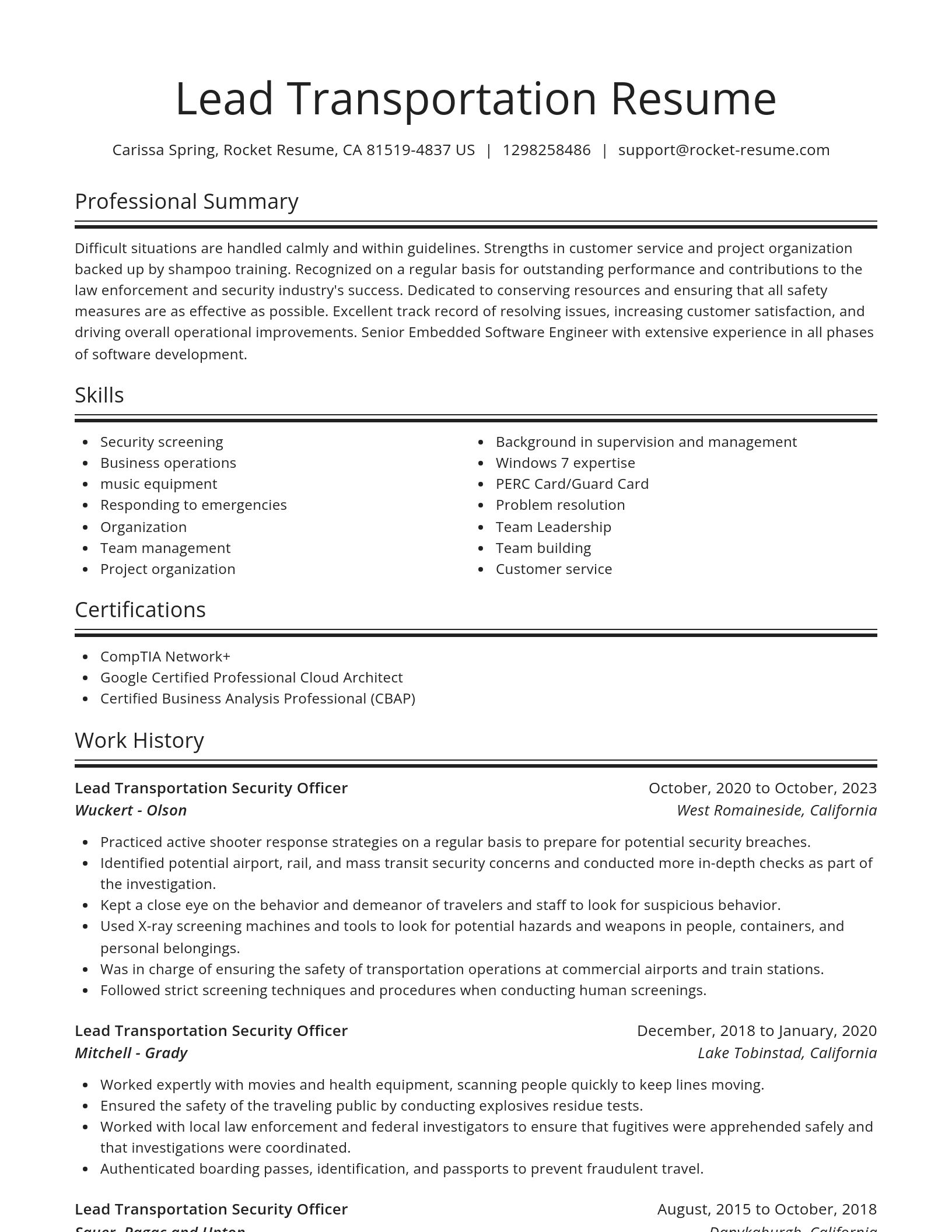 Spotlight resume template