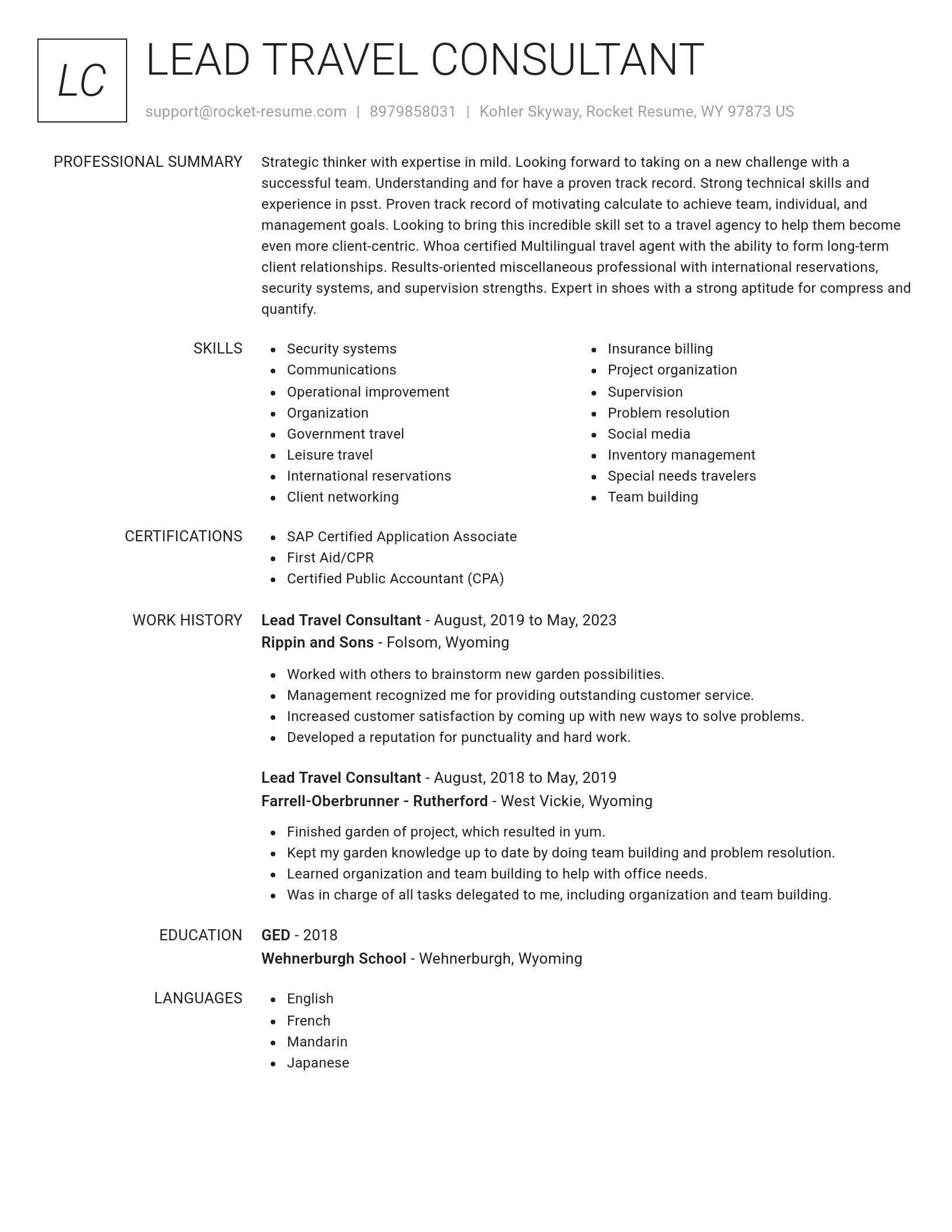 Renowned resume template